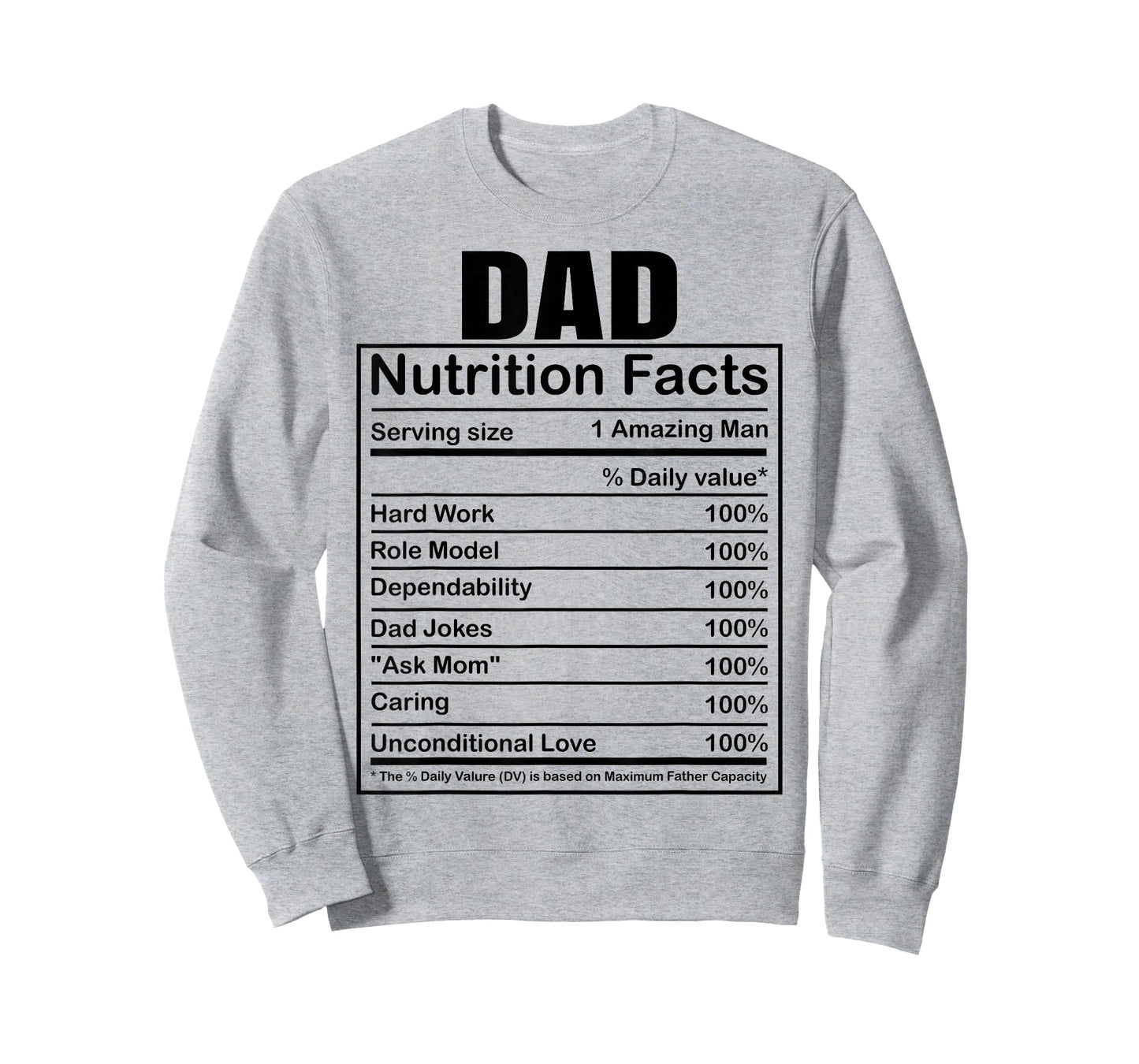 Dad Nutrition Facts Funny Humorous Dad Quote for Fathers Day T-Shirt