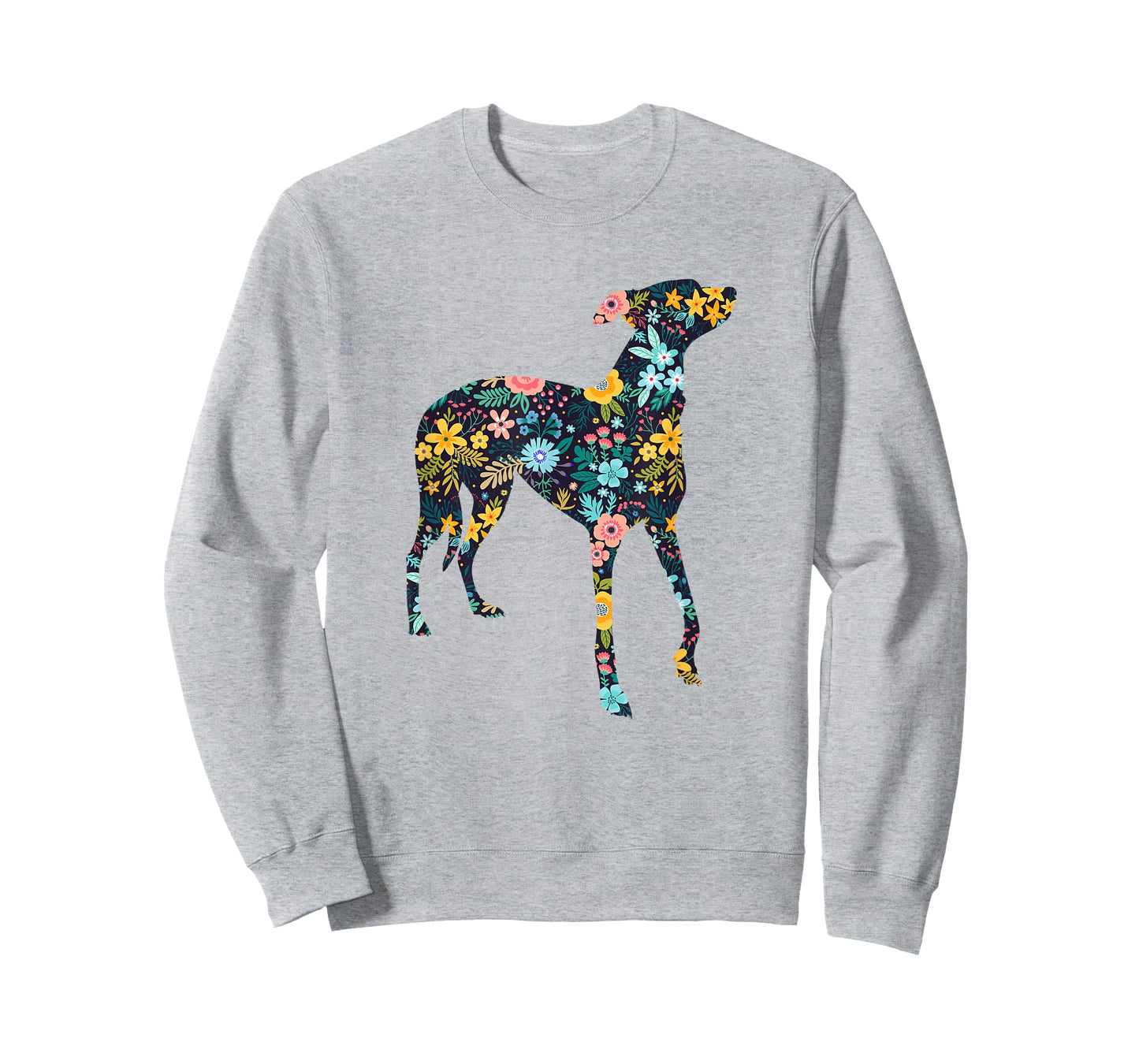 Greyhound Floral Dog Silhouette Womens Graphic T-Shirt