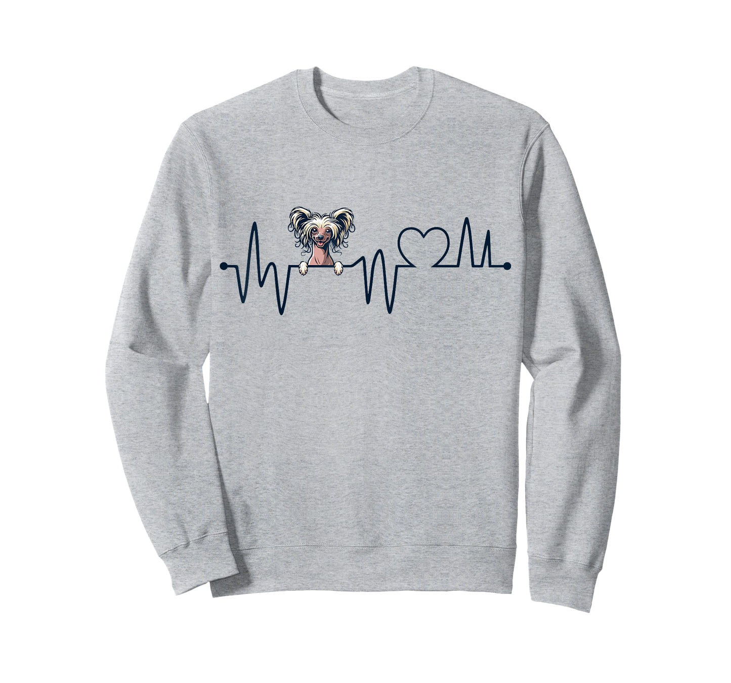 Chinese Crested Dog Heartbeat - Men Women Kids Crested Lover T-Shirt