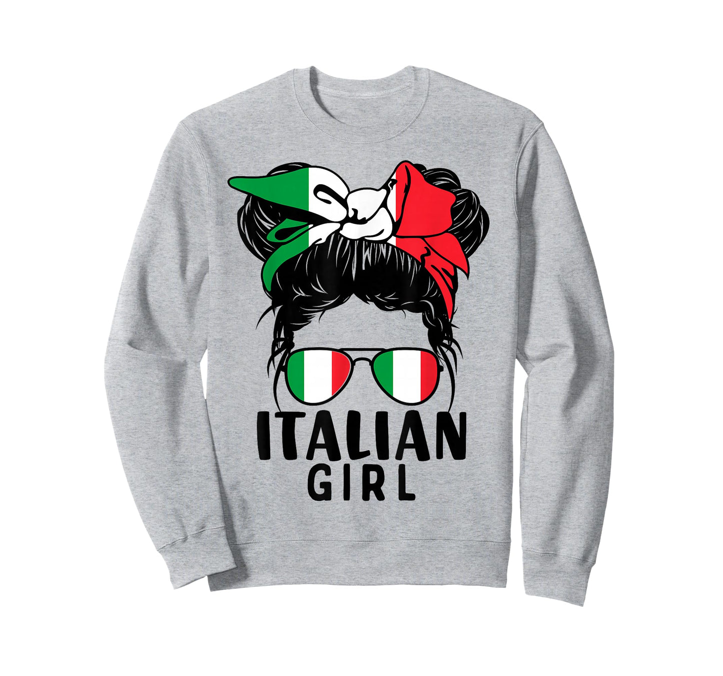 Italian Girl Messy Hair Italy Pride Patriotic Womens Kids T-Shirt