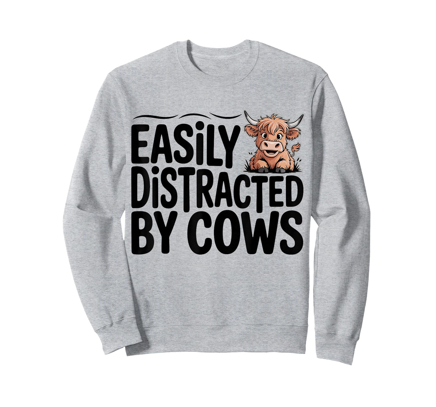 Easily Distracted by Cows Western Highland Cow T-Shirt