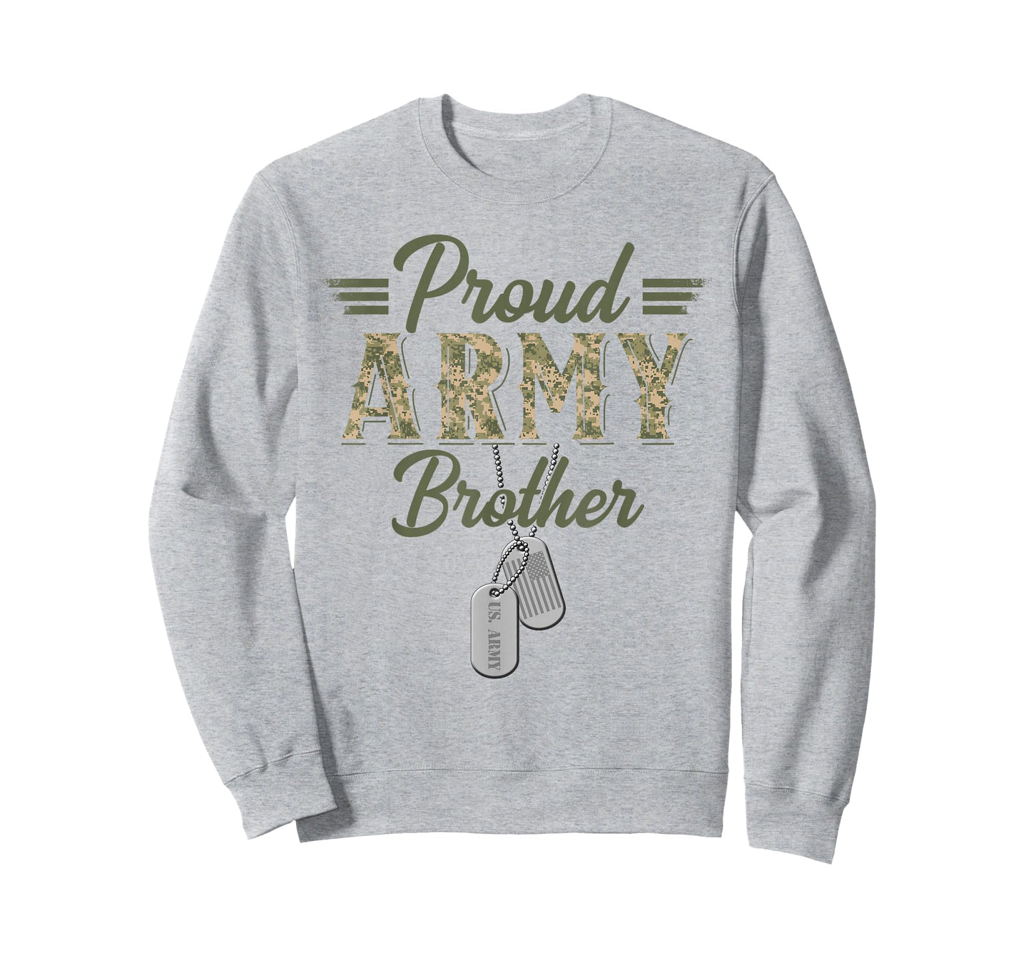 Proud Army Brother Military Brother with Dog Tag US Flag T-Shirt