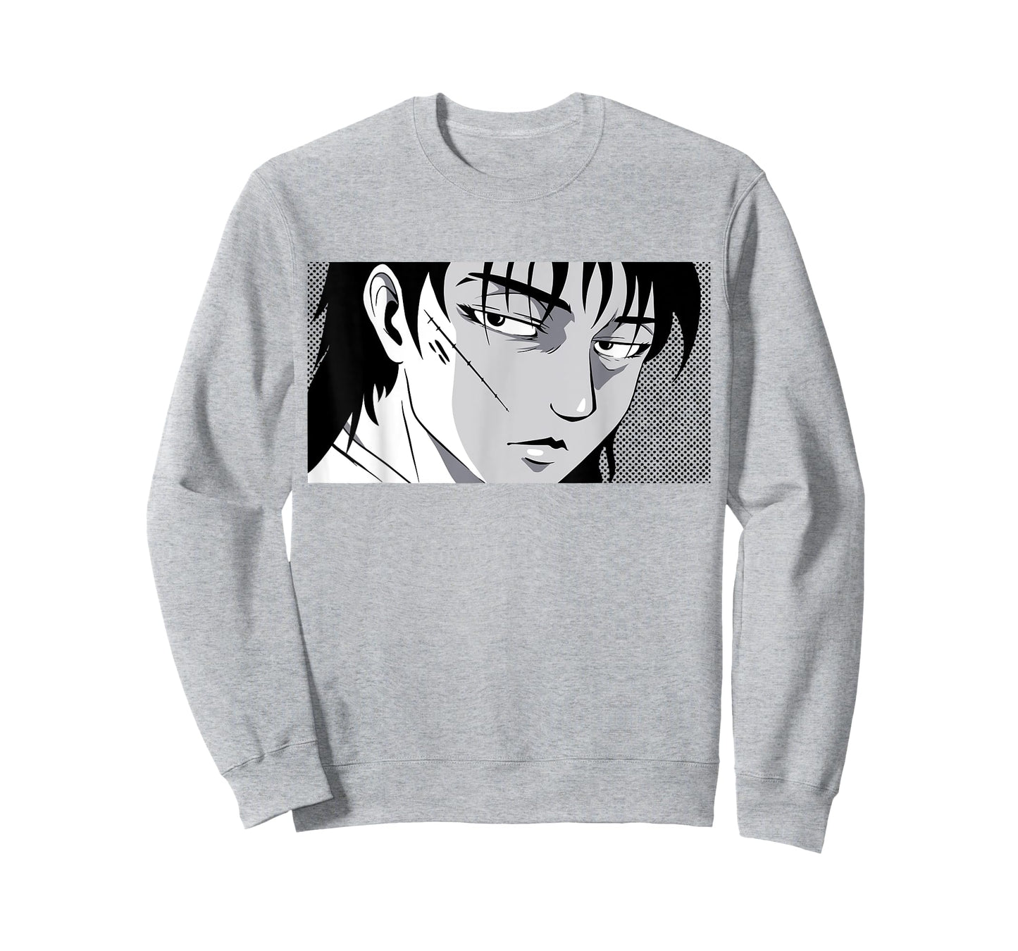 Badass Anime Boy Mysterious Manga Face Edgy Black White Art T-Shirt