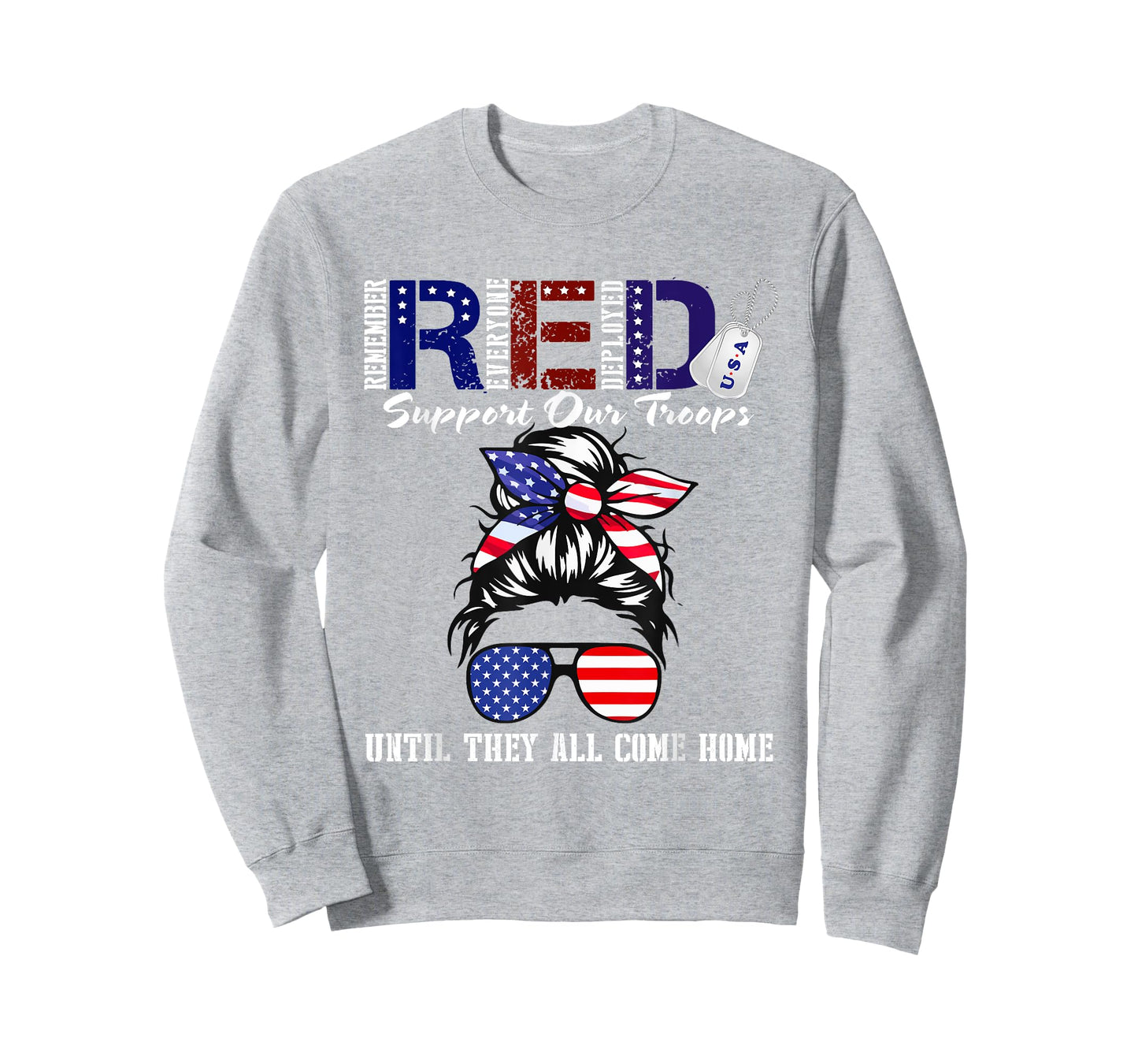 On Friday We Wear Red Military Support Troops Red US Flag T-Shirt