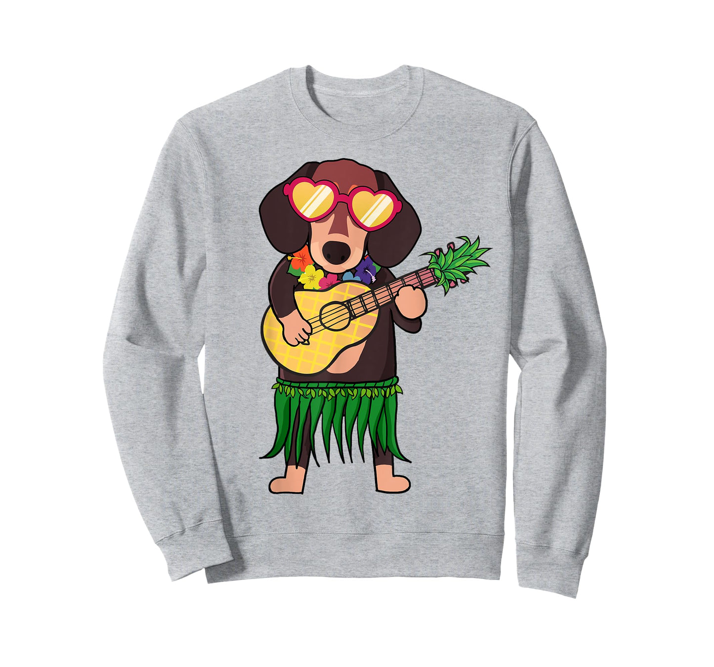 Dachshund Hawaiian Costume Playing Ukulele Summer Shirt T-Shirt for Men Women Kids