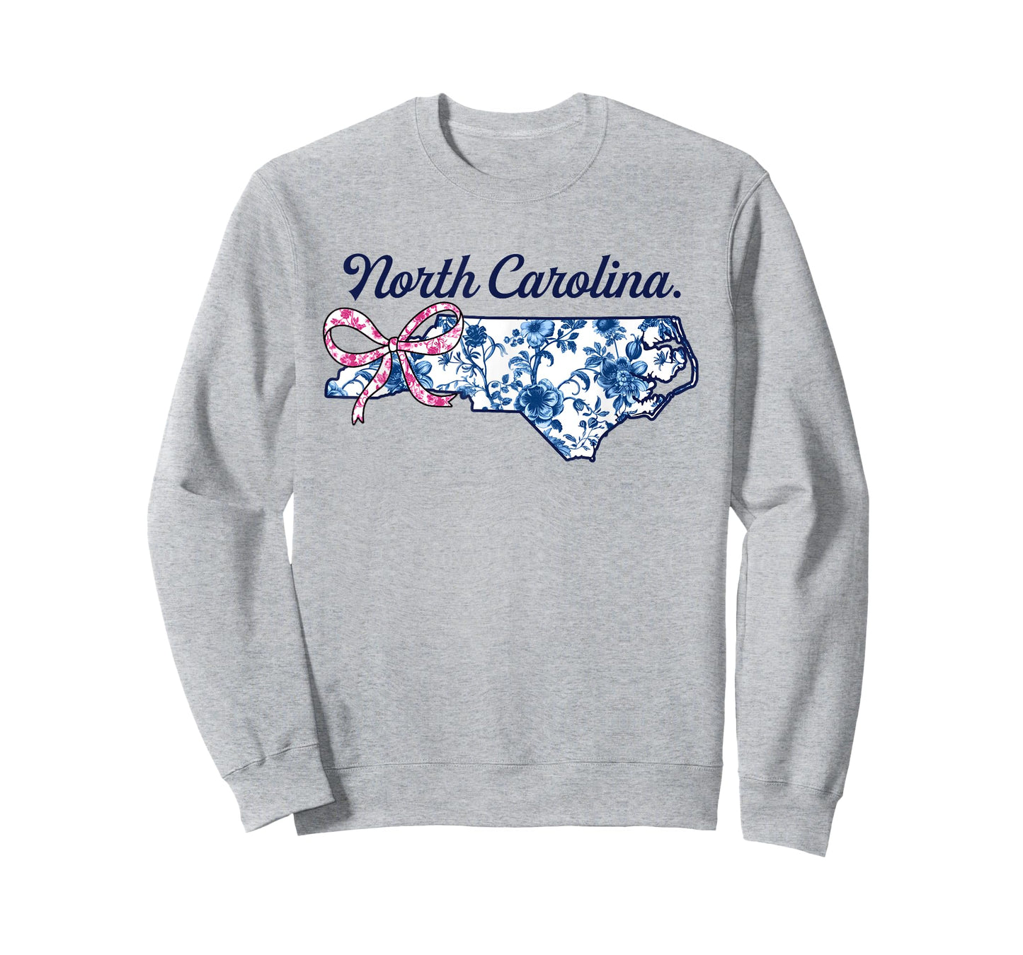 North Carolina State Map Pride Coquette Blue Chinoiserie T-Shirt