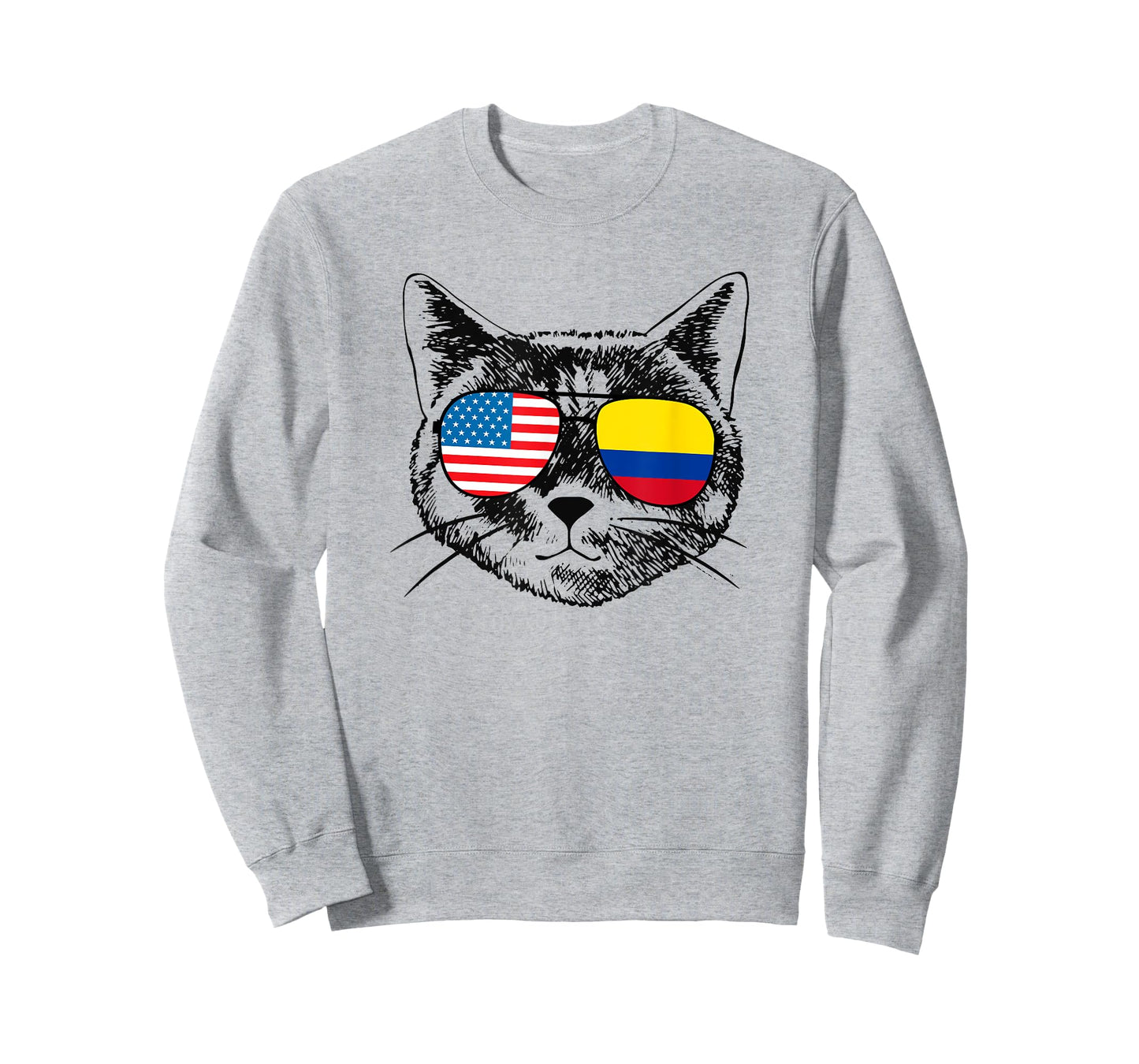 Funny Cat Half American Colombian Colombia Flag Men Women T-Shirt