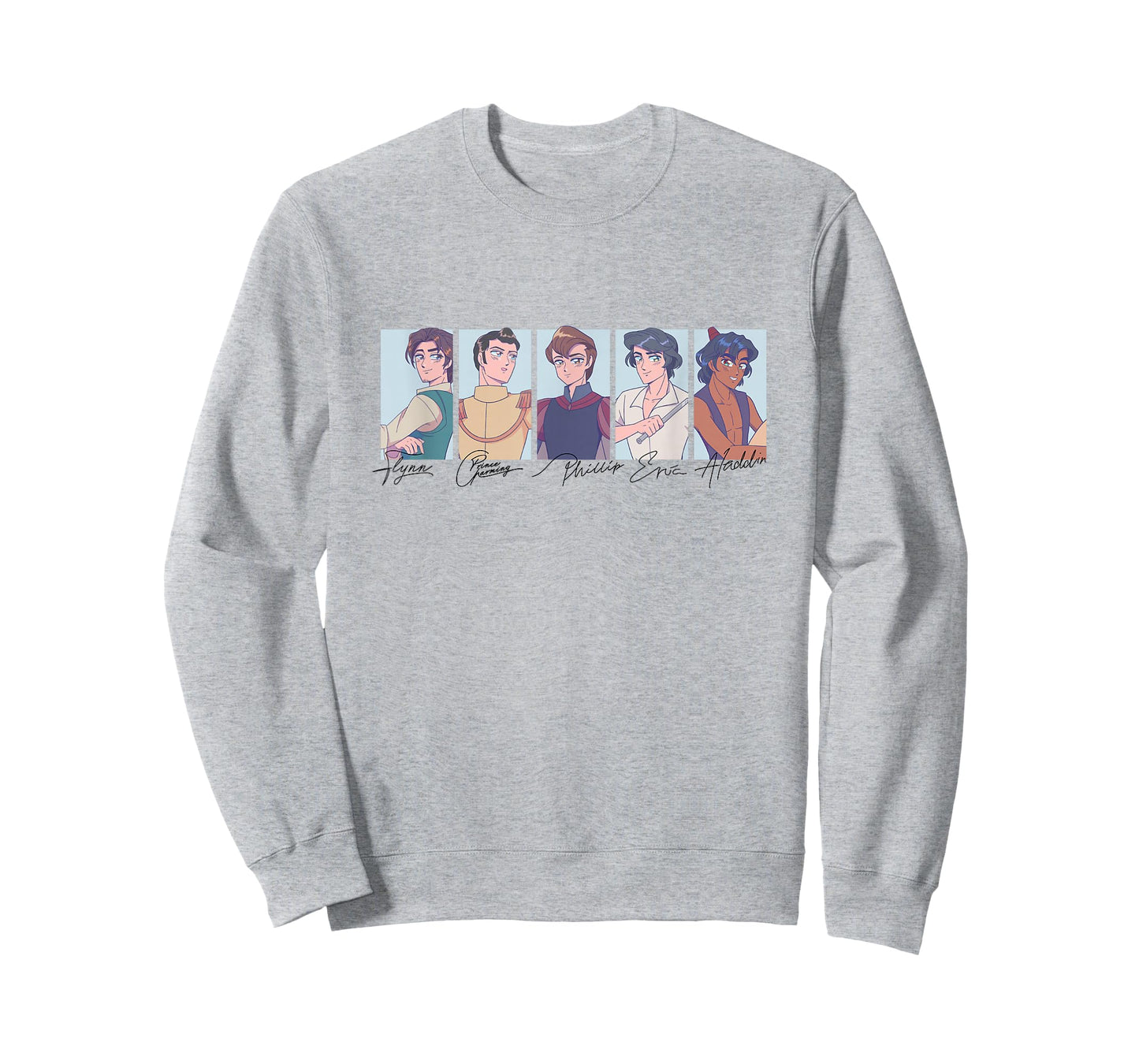 Disney Princess Princes Manga Version Group Shot Big Panels T-Shirt