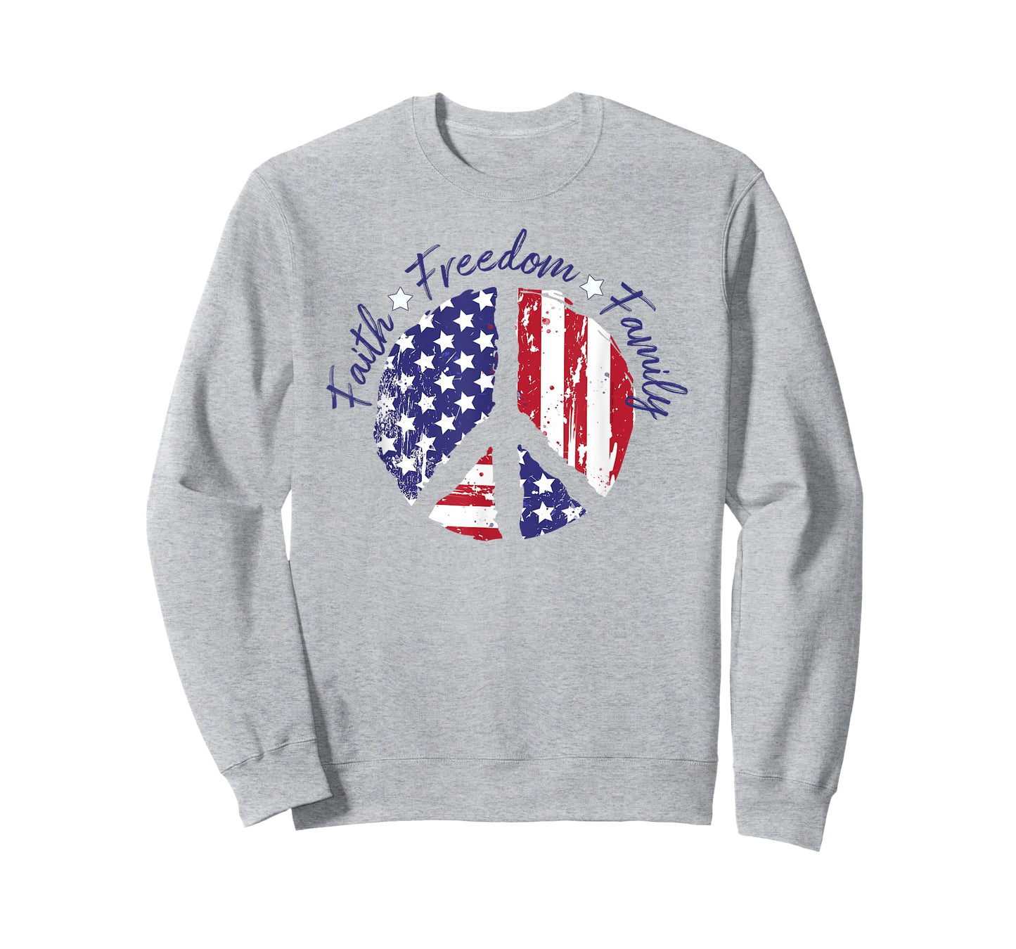 Patriotic Peace Sign USA Flag Faith Freedom Family T-Shirt