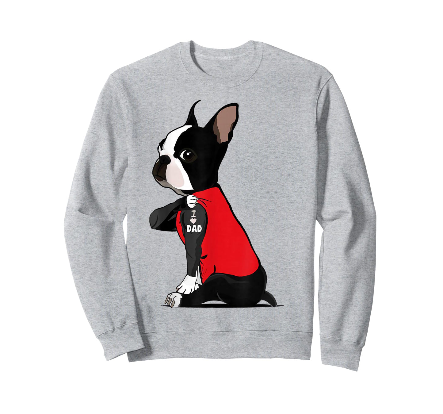 Boston Terrier I Love Dad Tattoo Shirt Funny Boston Terrier T-Shirt