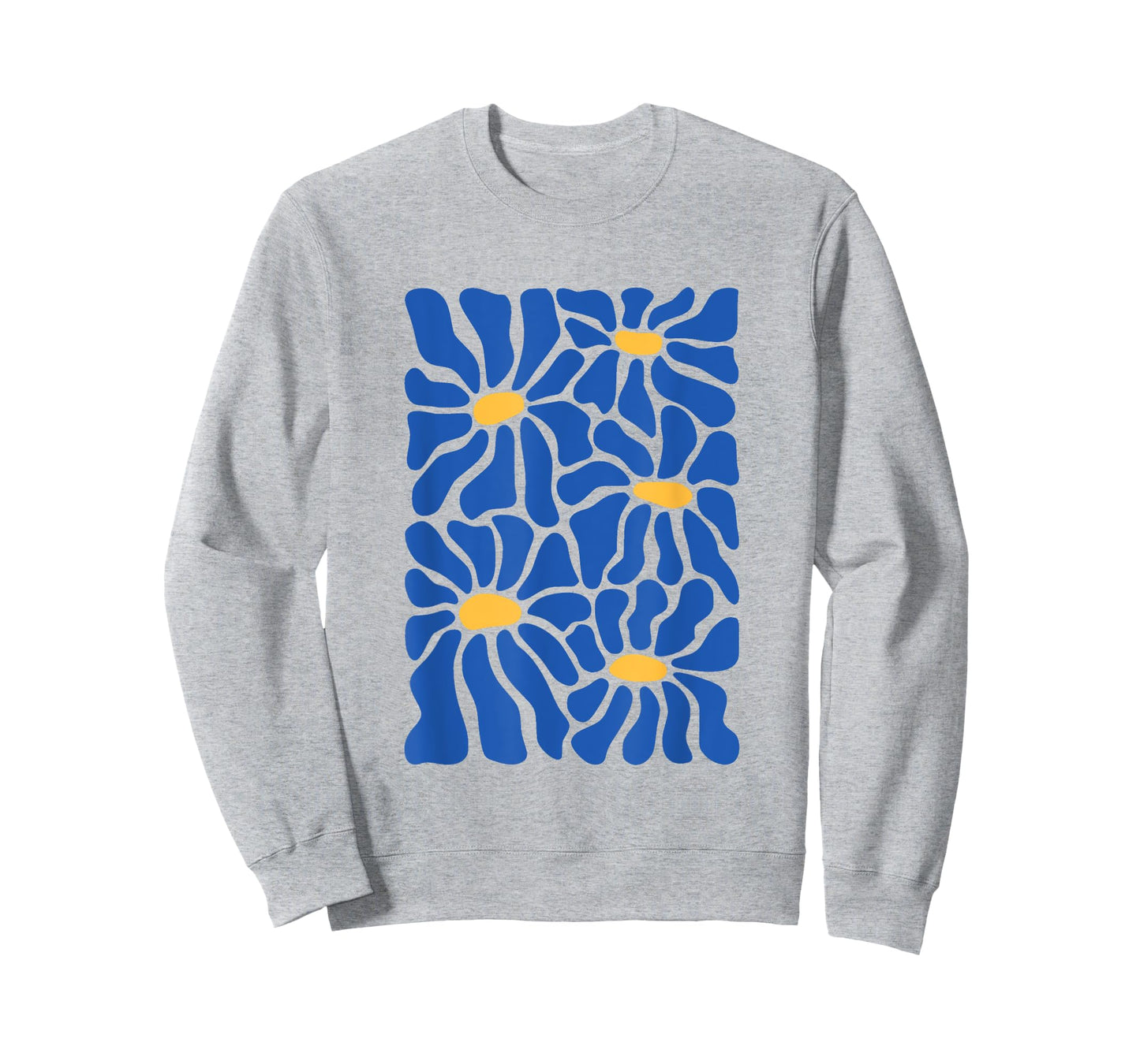 Vintage Blue and Yellow Abstract Floral Art T-Shirt