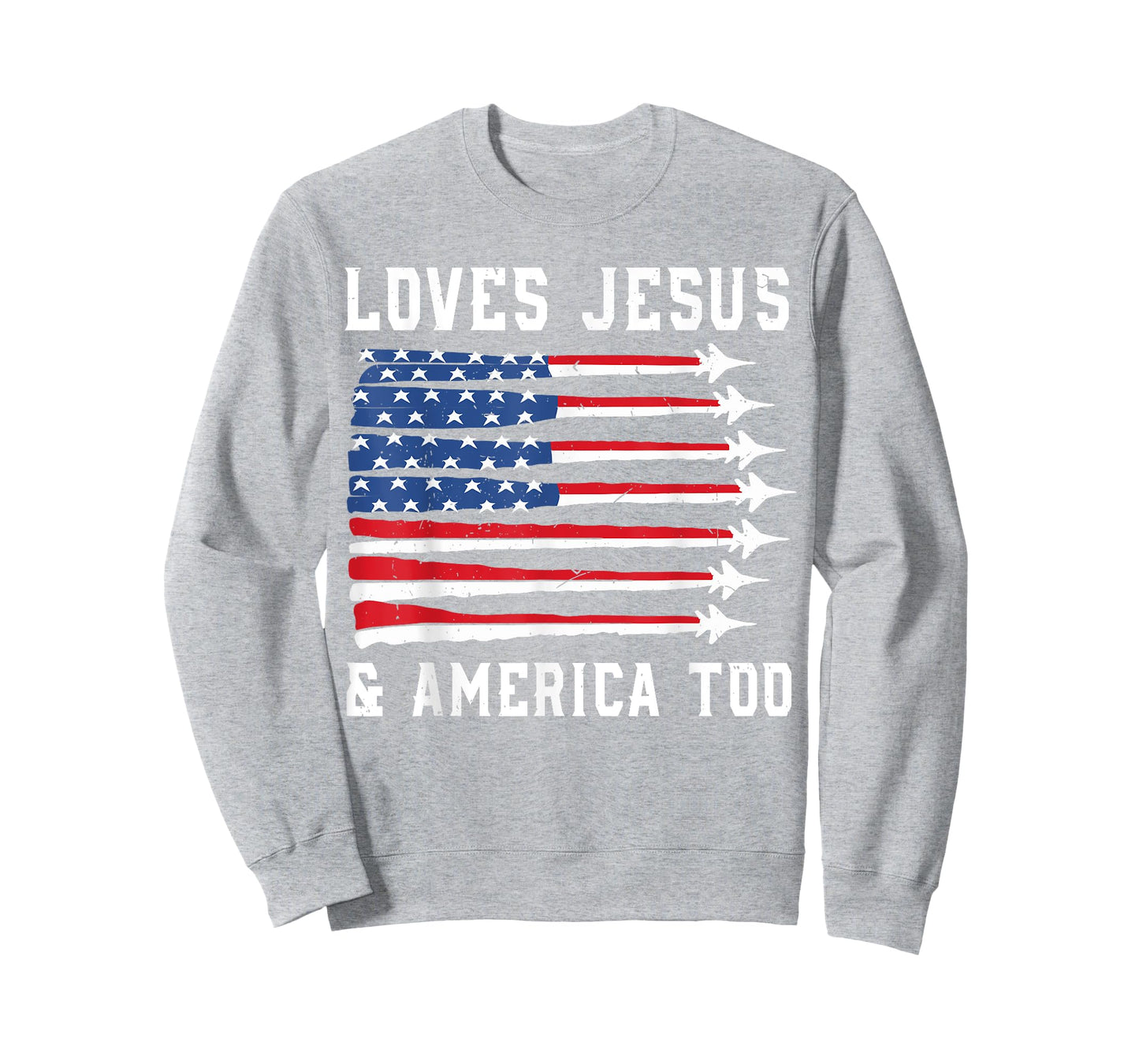 Toddler Boy Loves Jesus & America Too 4th july Jet Fighter T-Shirt