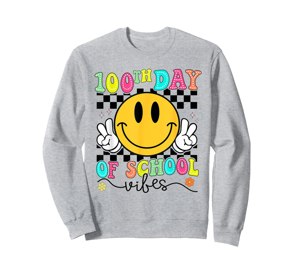 100th Day of School Vibes Cute Smile Face 100 Days Groovy T-Shirt