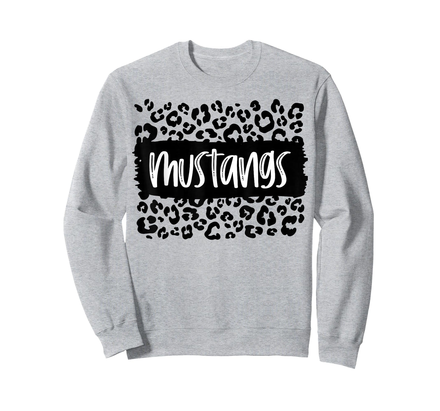 Mustangs Team Mascot School Spirit Game Night Leopard Print T-Shirt