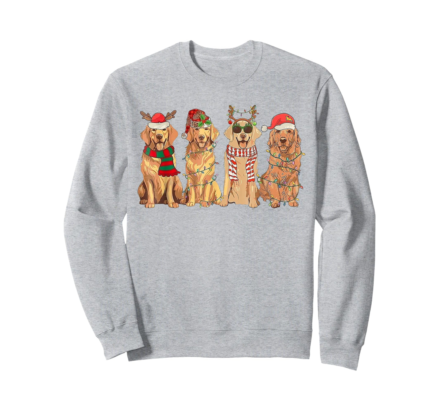 Retro Golden Retriever Santa Christmas Light T-Shirt