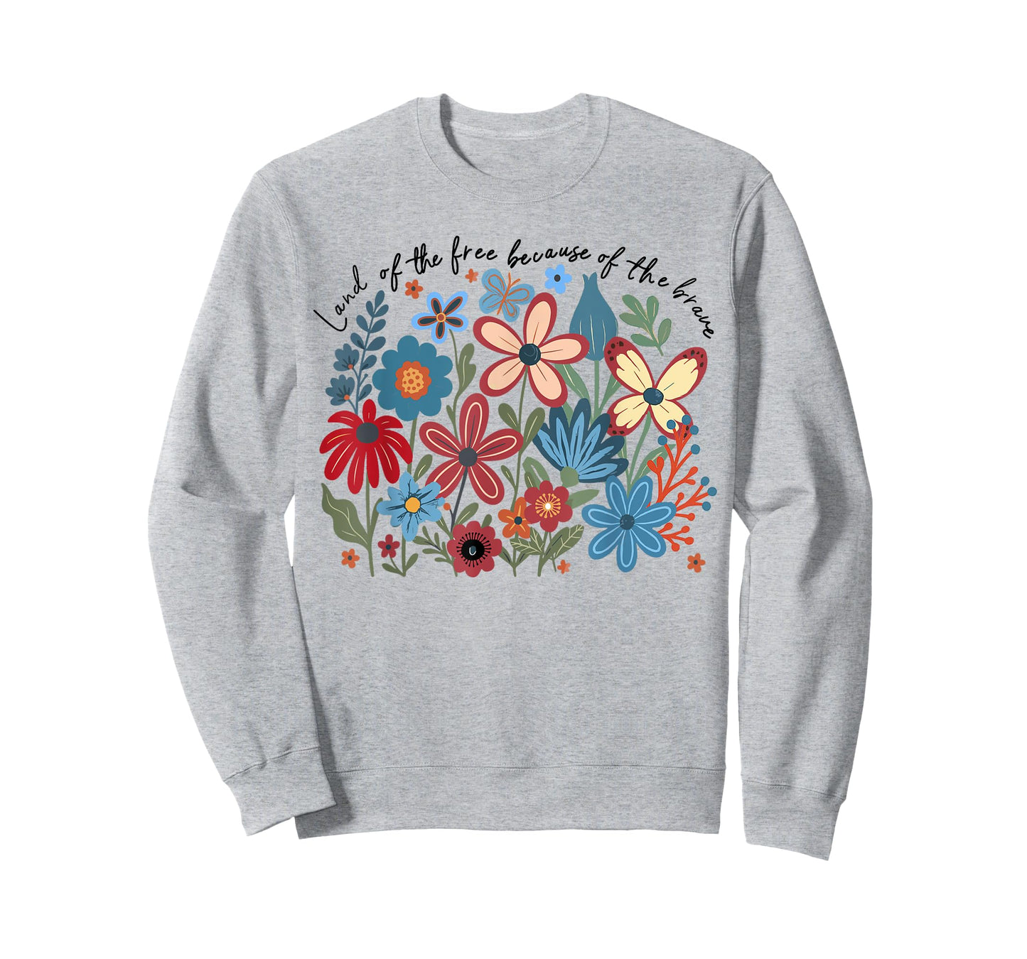 Land Of Free Because Of The Brave 4th Of July Boho Floral T-Shirt