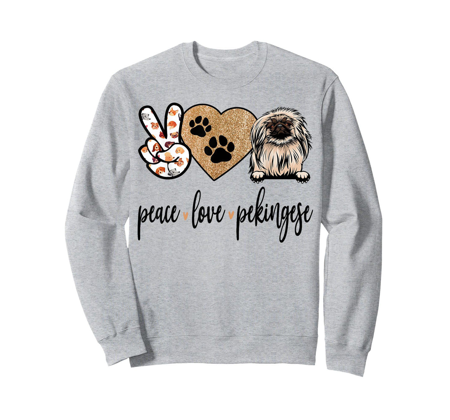 Funny Peace Love Pekingese Dog Lover T-Shirt