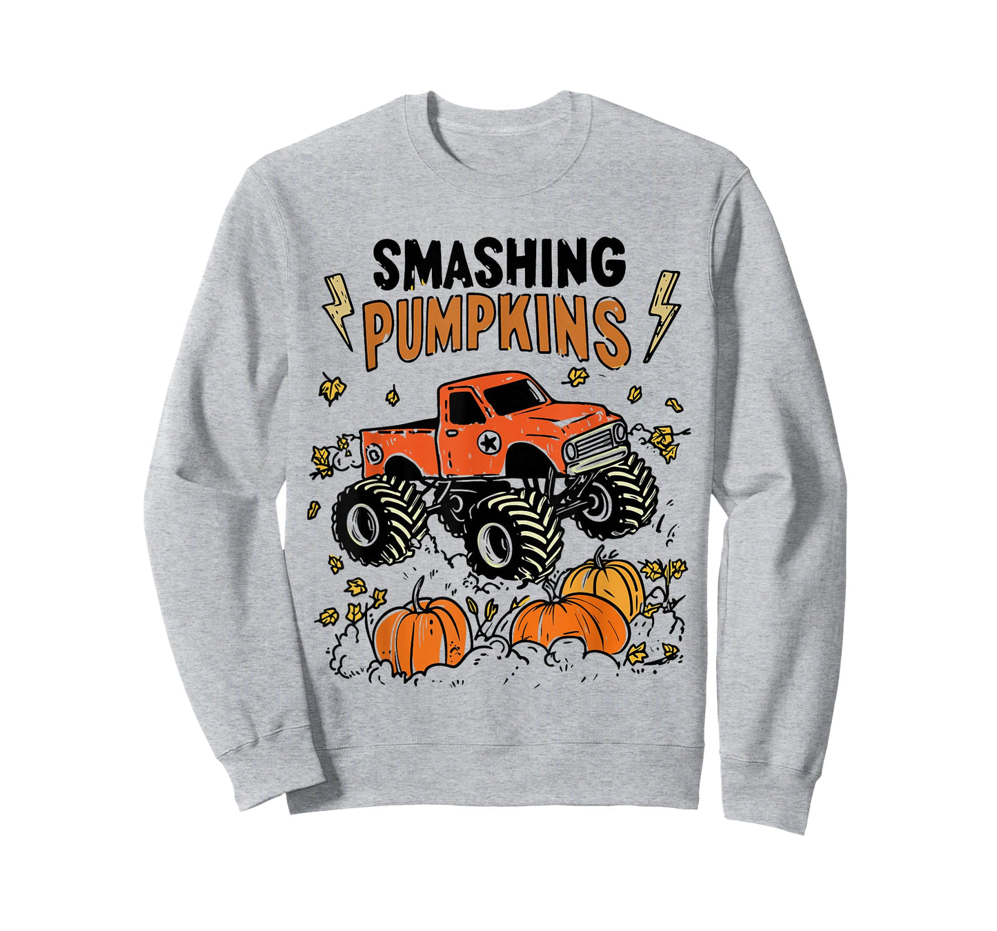 Retro Funny Monster Truck Smashing Pumpkin Boys Halloween T-Shirt