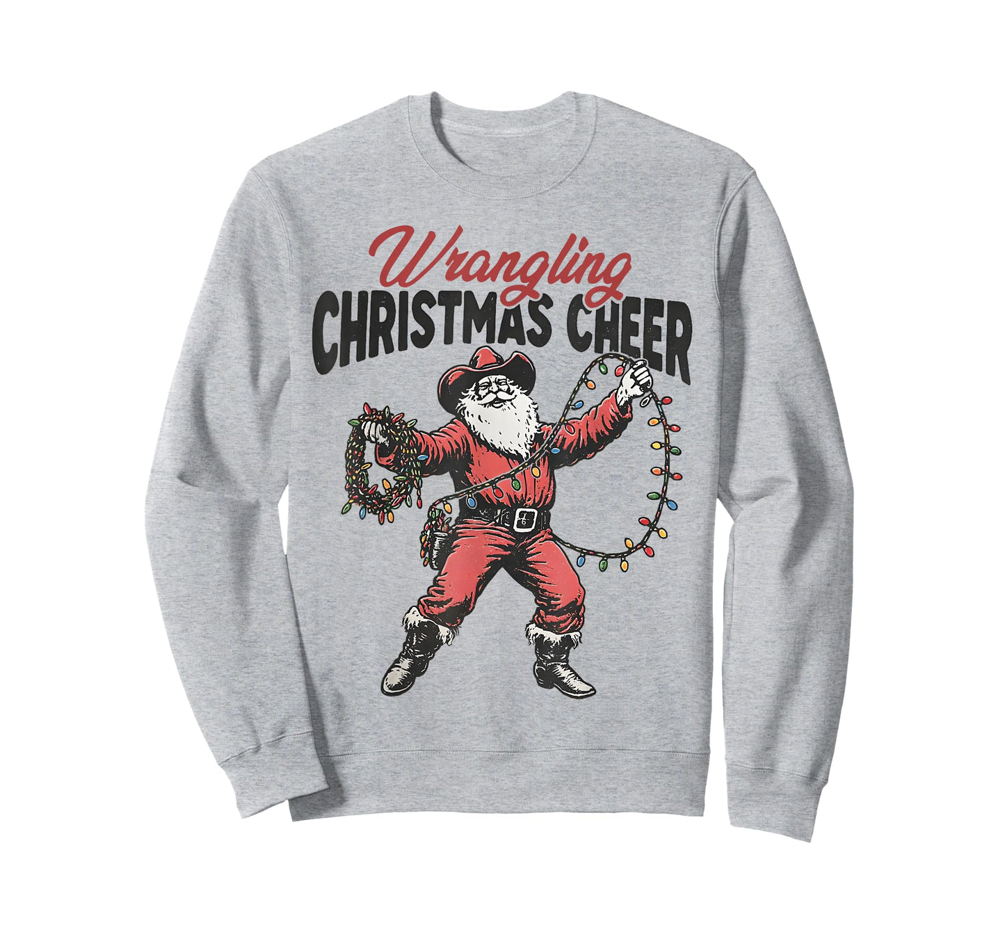 Wrangling Christmas Cheer Cowboy Santa Funny Western Xmas T-Shirt