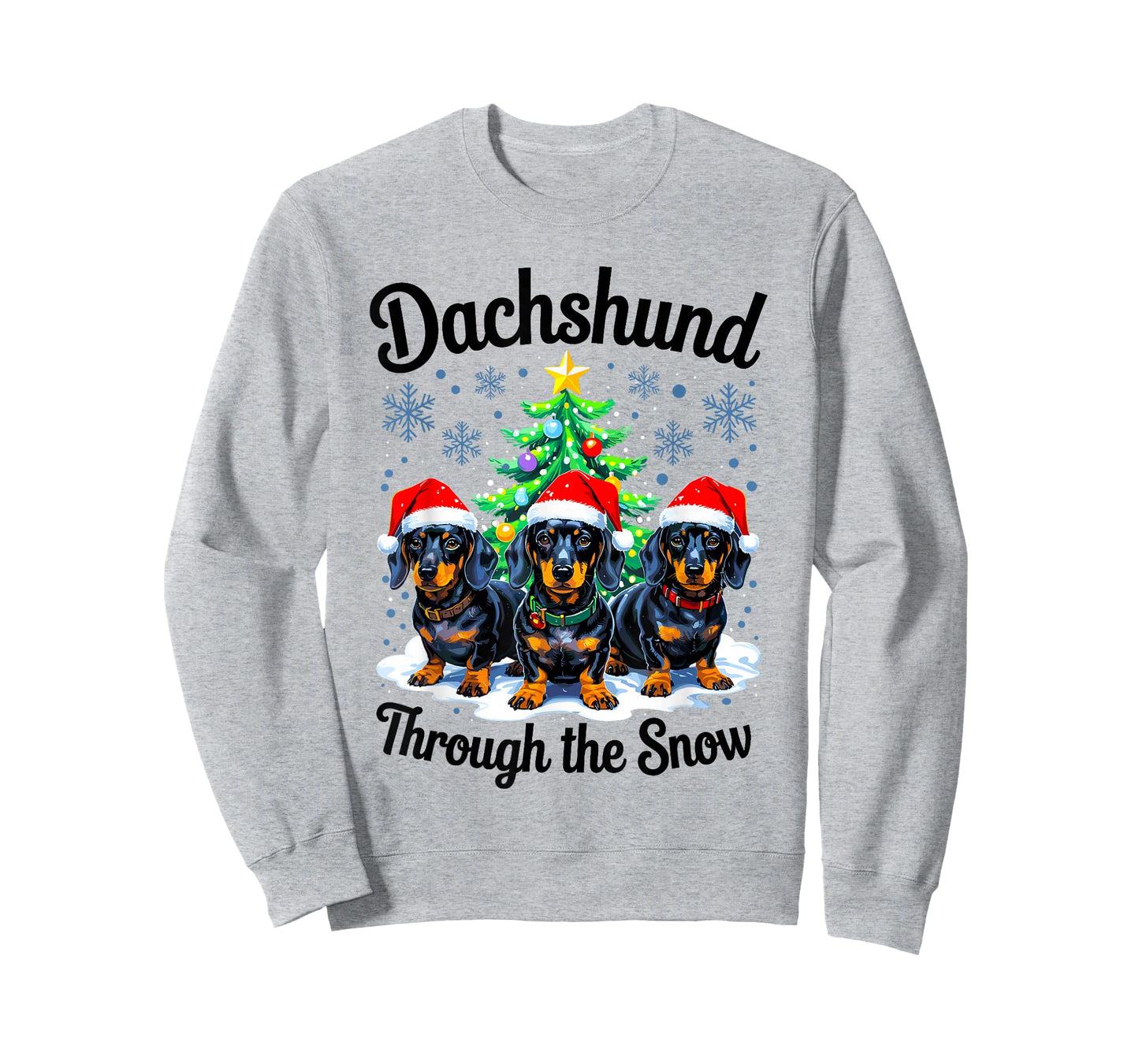 Funny Dachshund Through The Snow Christmas Light Dog Lovers T-Shirt