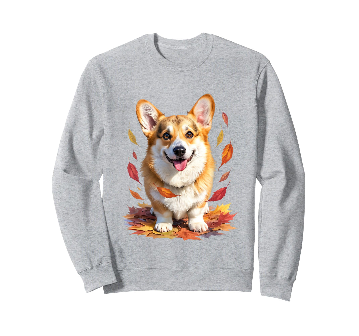 Happy Corgi with Autumn Leaves Design for Dog Lovers T-Shirt