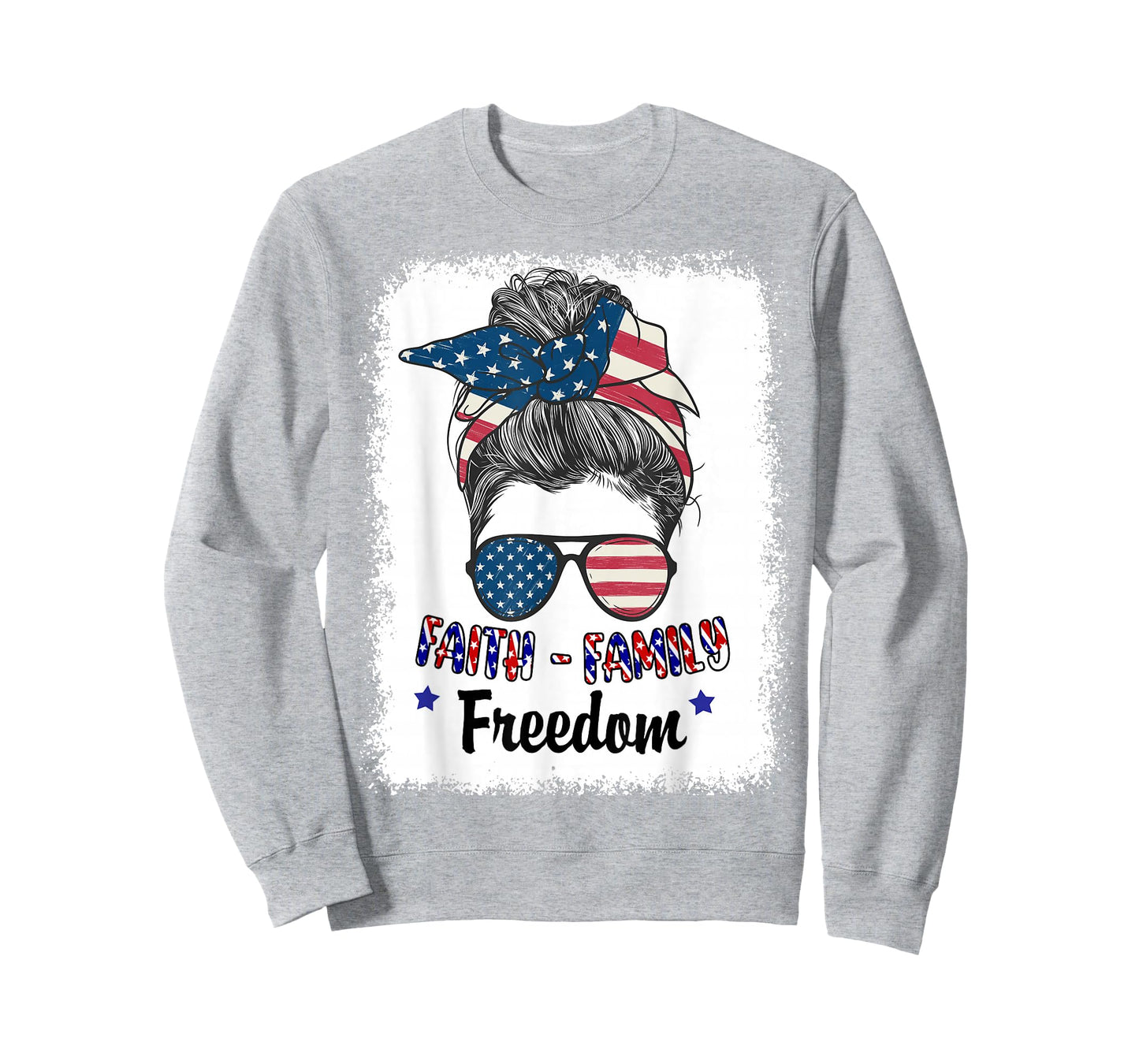 Women Faith Family Freedom Patriotic Christian Mom USA Flag T-Shirt