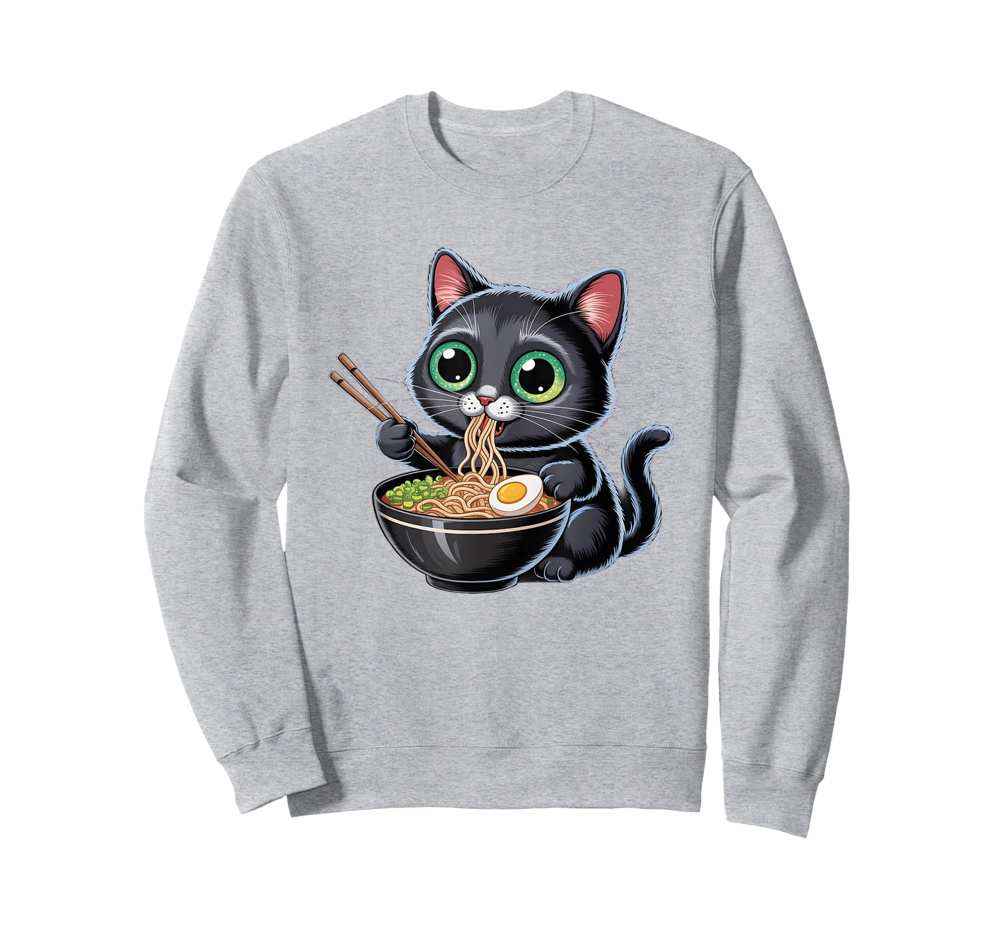 Cute Black Cat Eating Ramen in Space with Planets T-Shirt