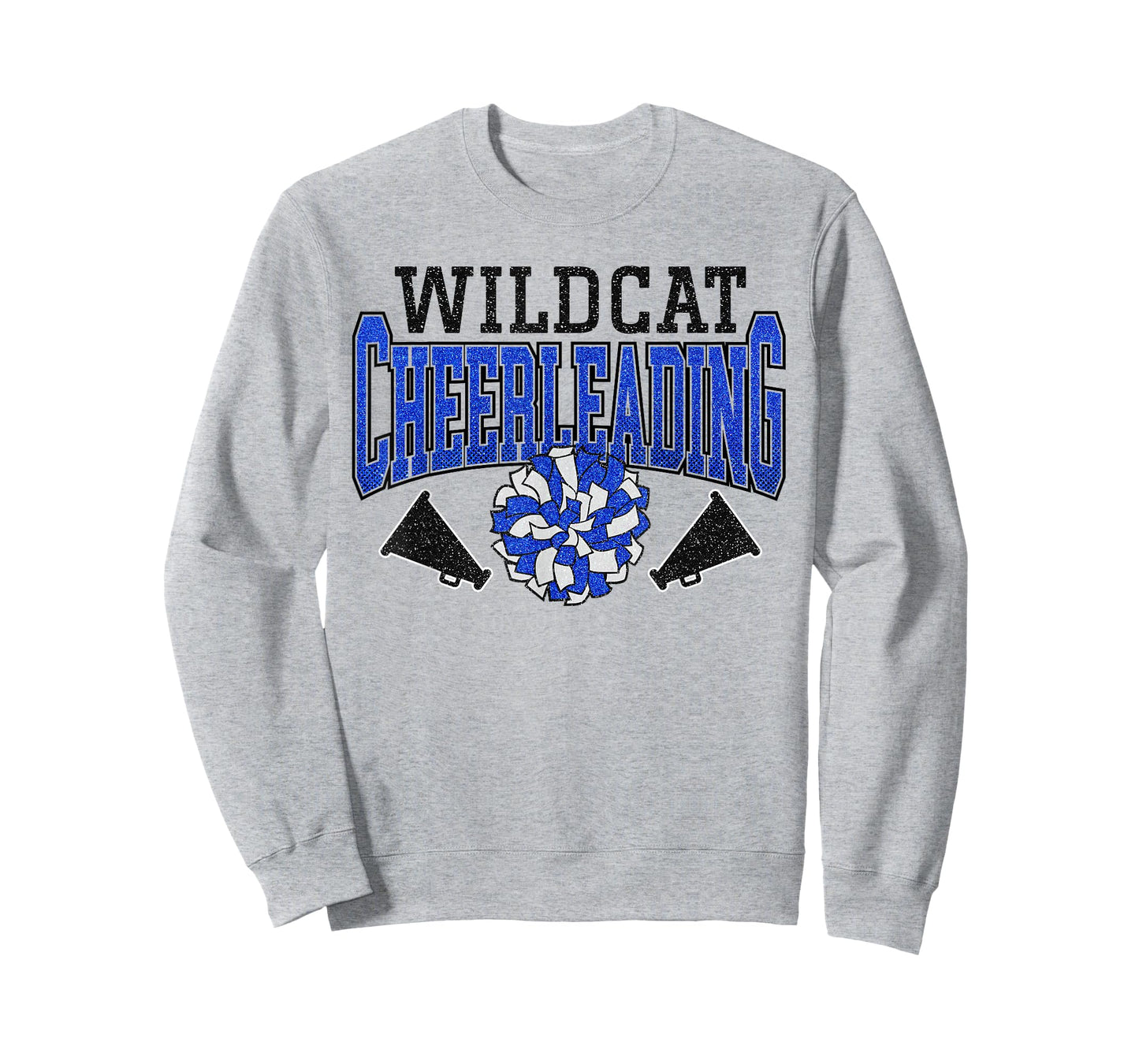 Wildcats Cheerleading Blue Wildcat Cheer Megaphone Pom Pom T-Shirt