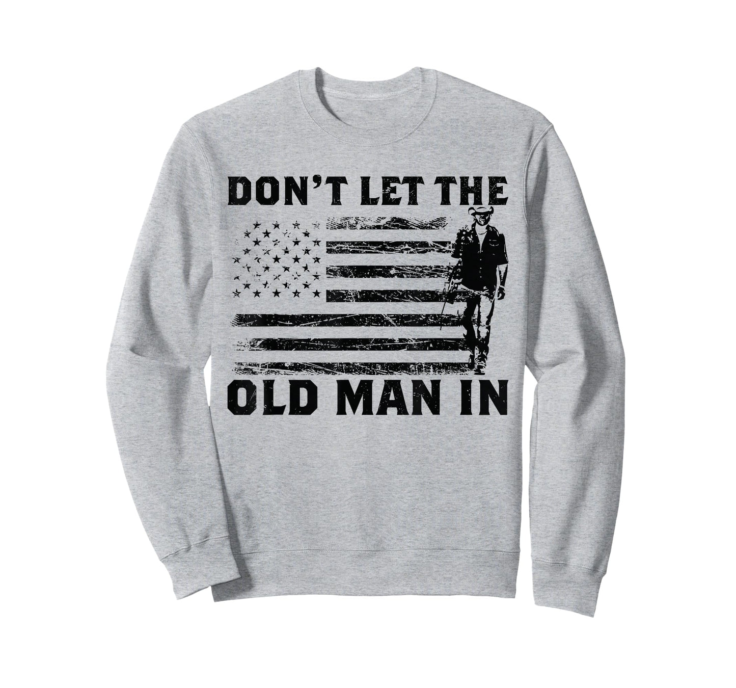 Don't Let The Old Man American Flag In Guitar Walking Retro T-Shirt