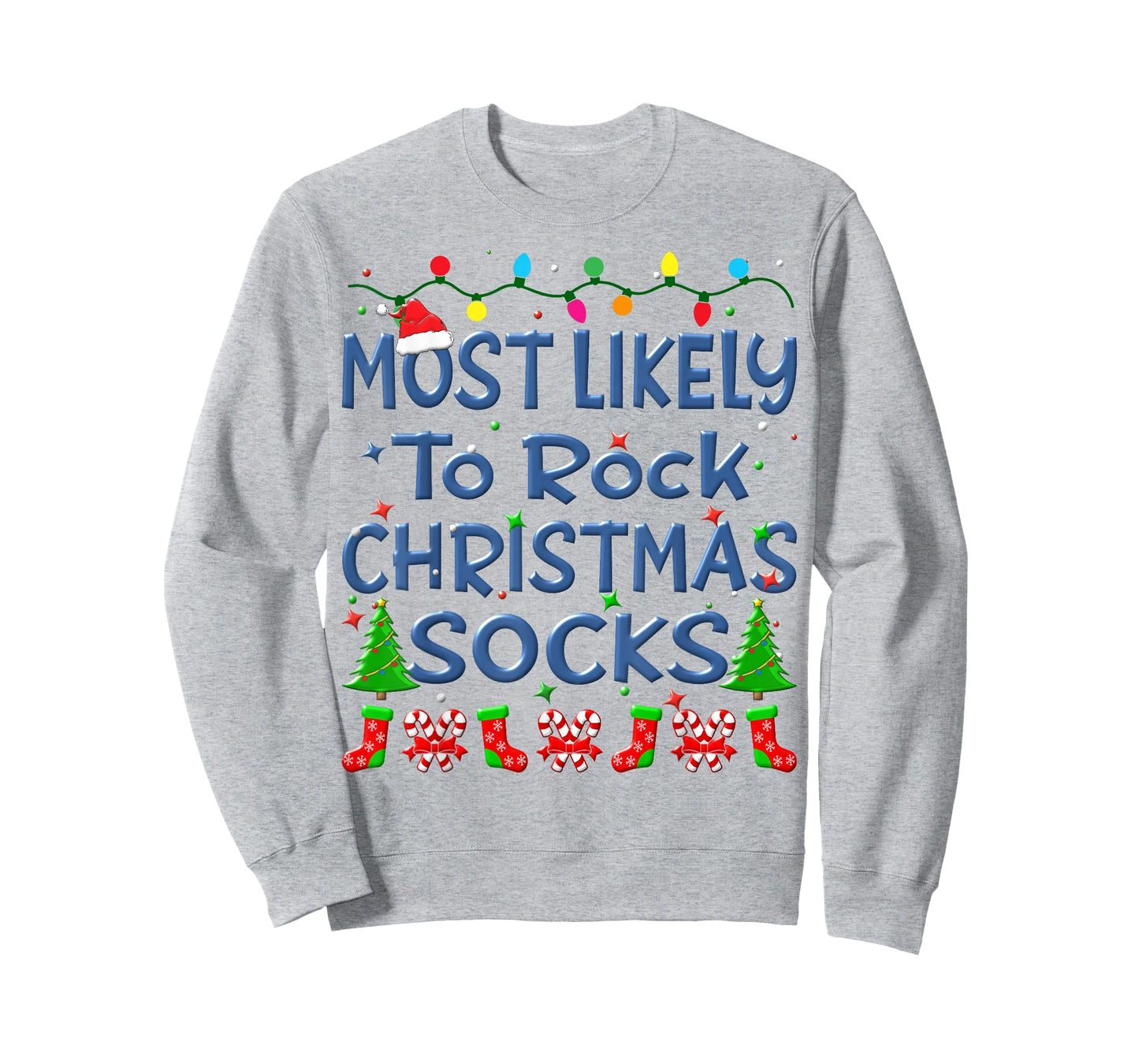 Christmas Most Likely To Rock Christmas Socks Family Kids T-Shirt