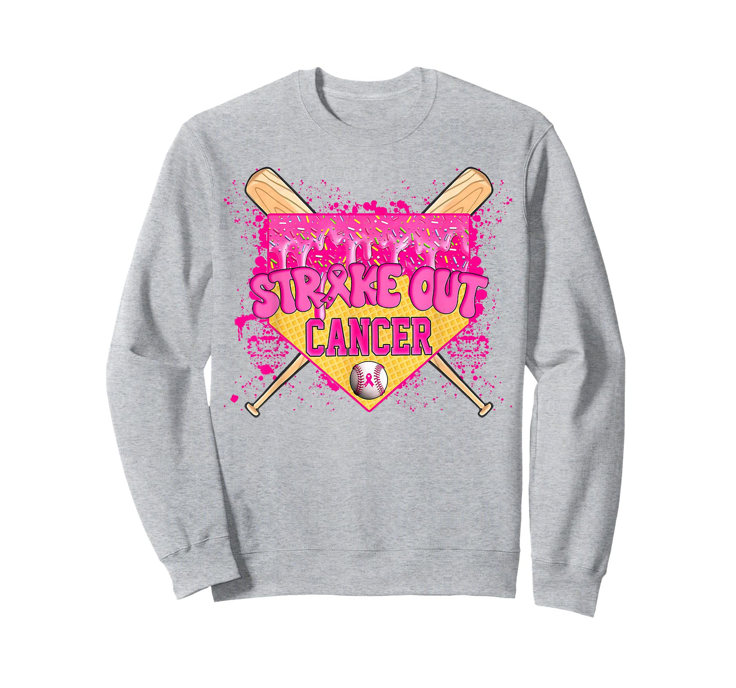Strike Out Breast Cancer Warrior Baseball Drip Home Plate T-Shirt
