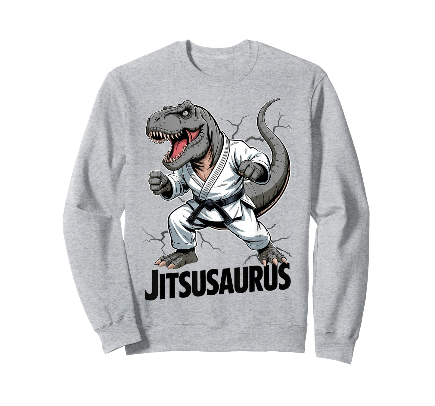 Jitsusaurus Funny Dinosaur Brazilian Jiu Jitsu T-rex White T-Shirt