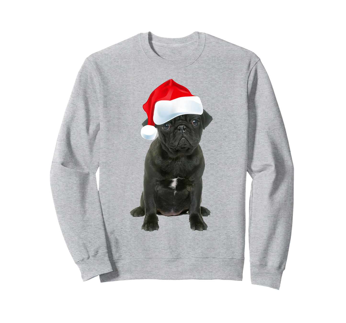 Cute Black Pug Santa Hat Funny Matching Christmas Fun Gift T-Shirt