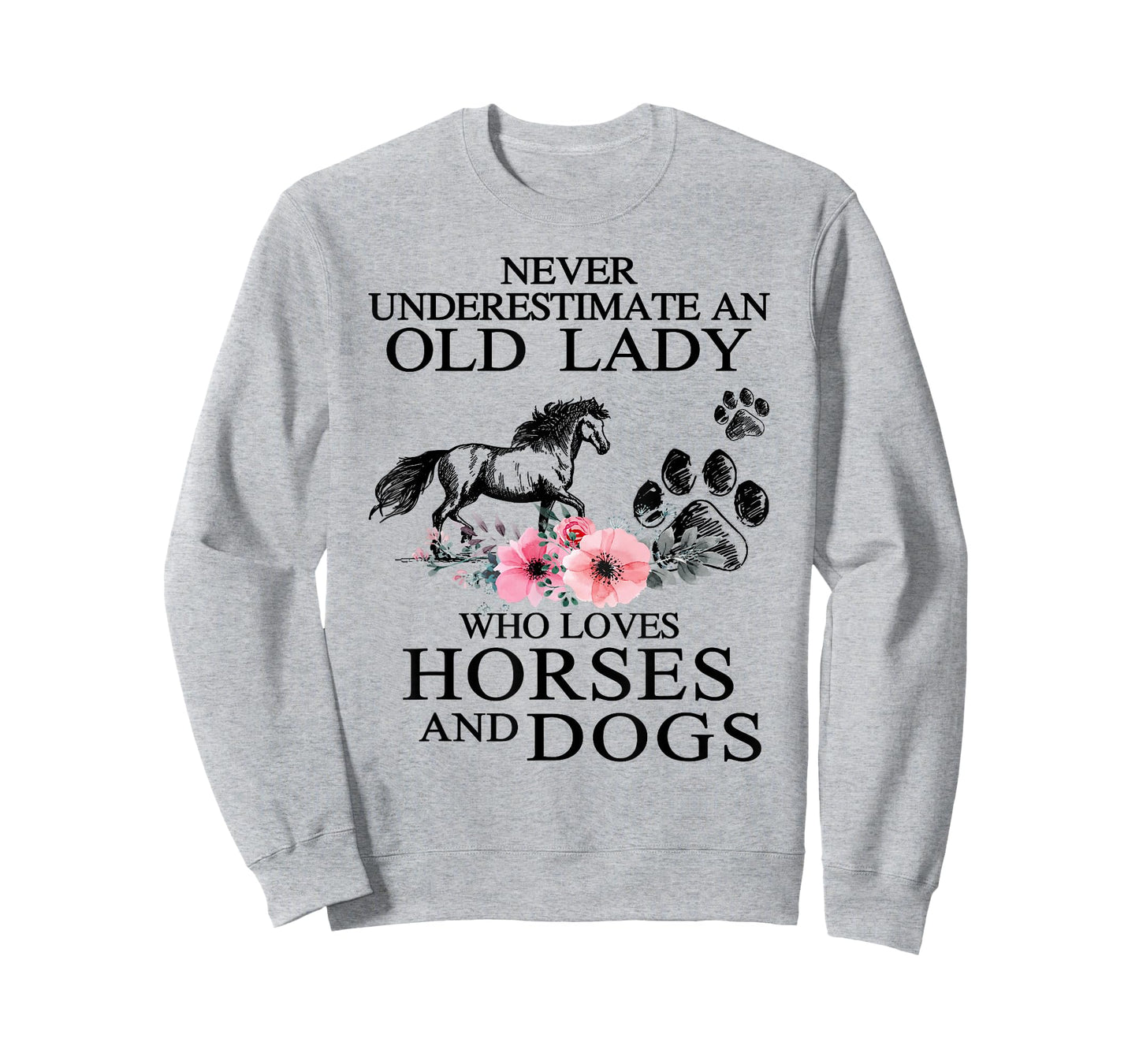Never Underestimate An Old Lady Who Loves Horses And Dogs T-Shirt