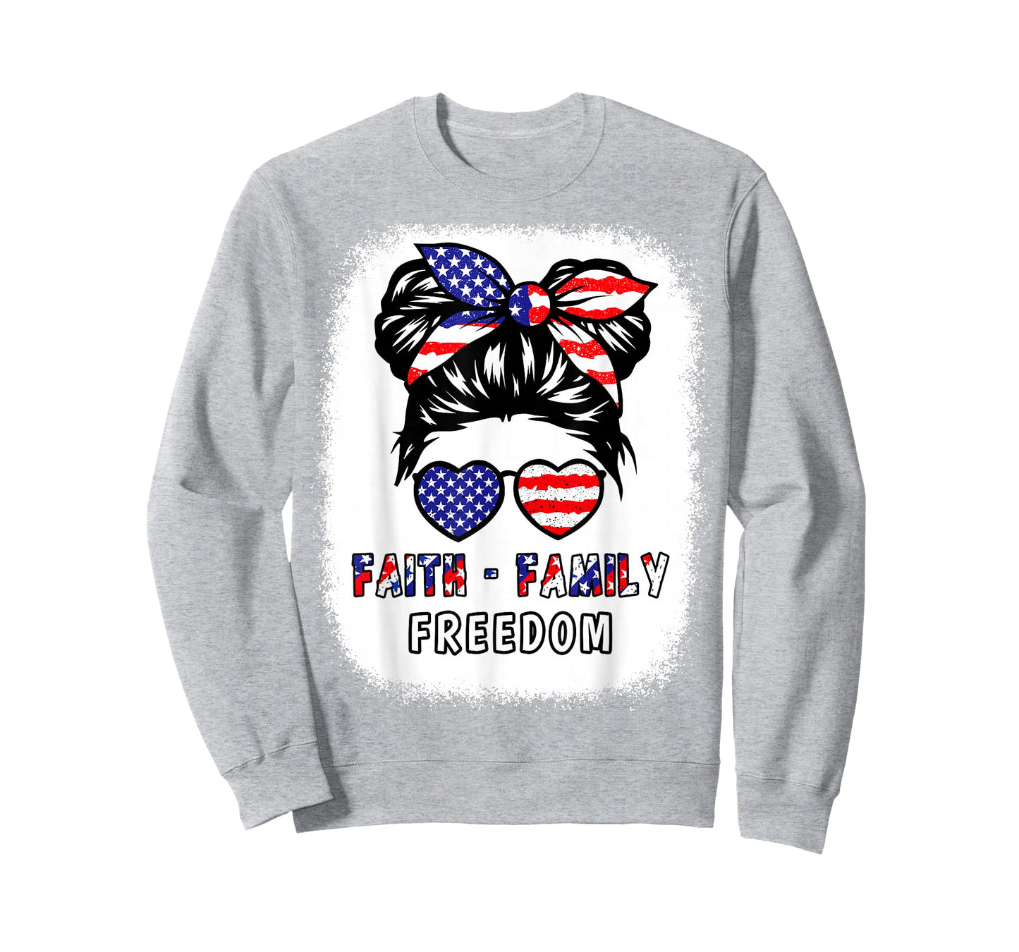 Faith Family Freedom Patriotic Christian Girls American Flag T-Shirt
