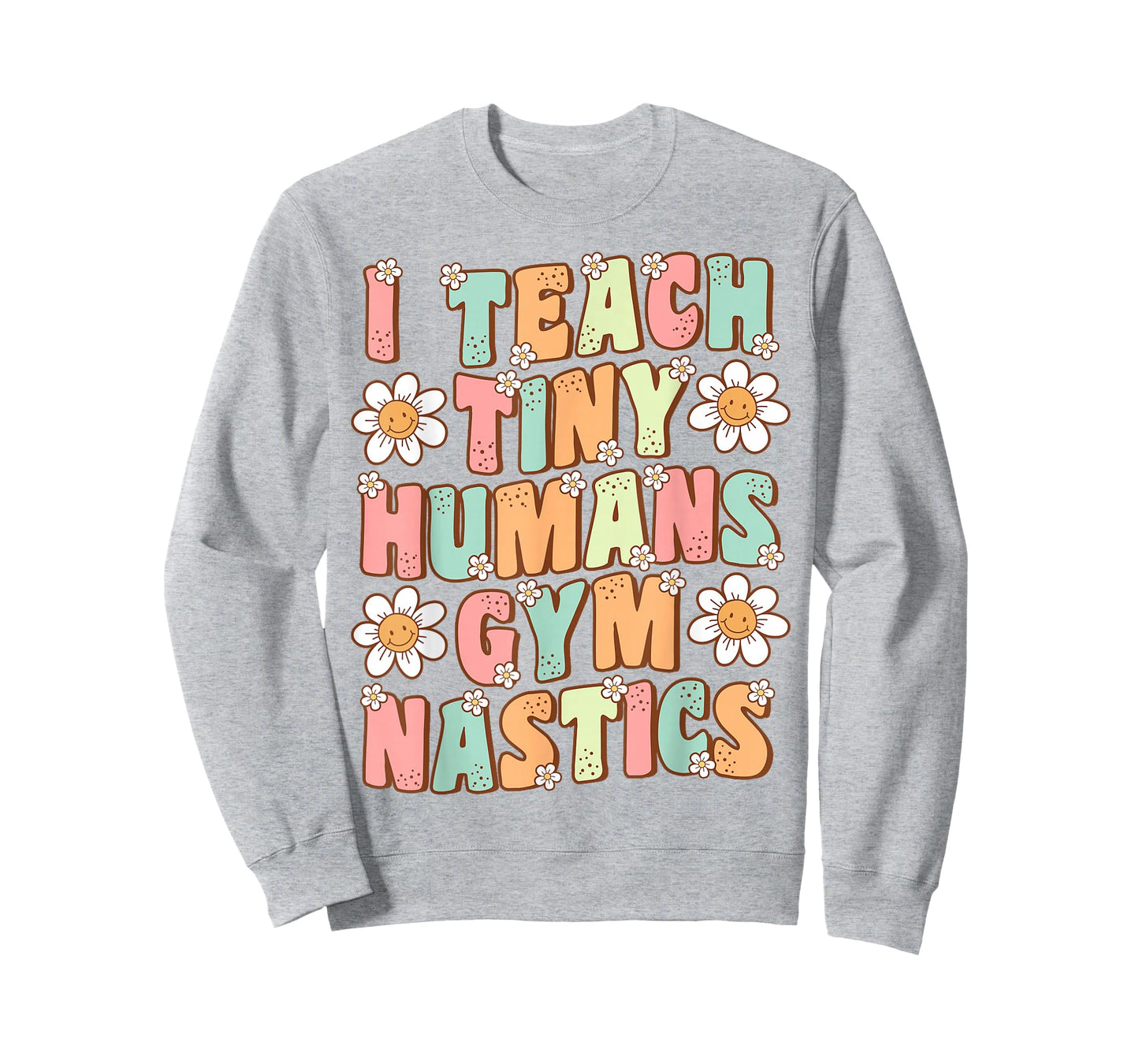 I Teach Tiny Humans Gymnastics Coach Groovy Retro Gymnastics T-Shirt