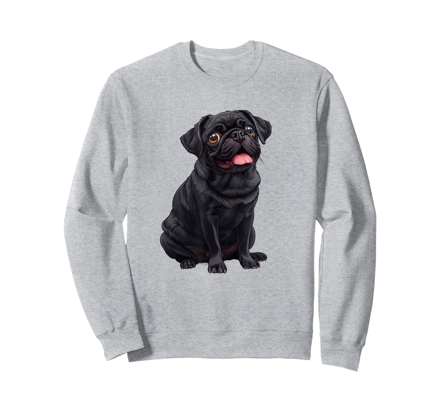 Funny Mens Womens & Kids Happy Panting Black Pug Lover T-Shirt