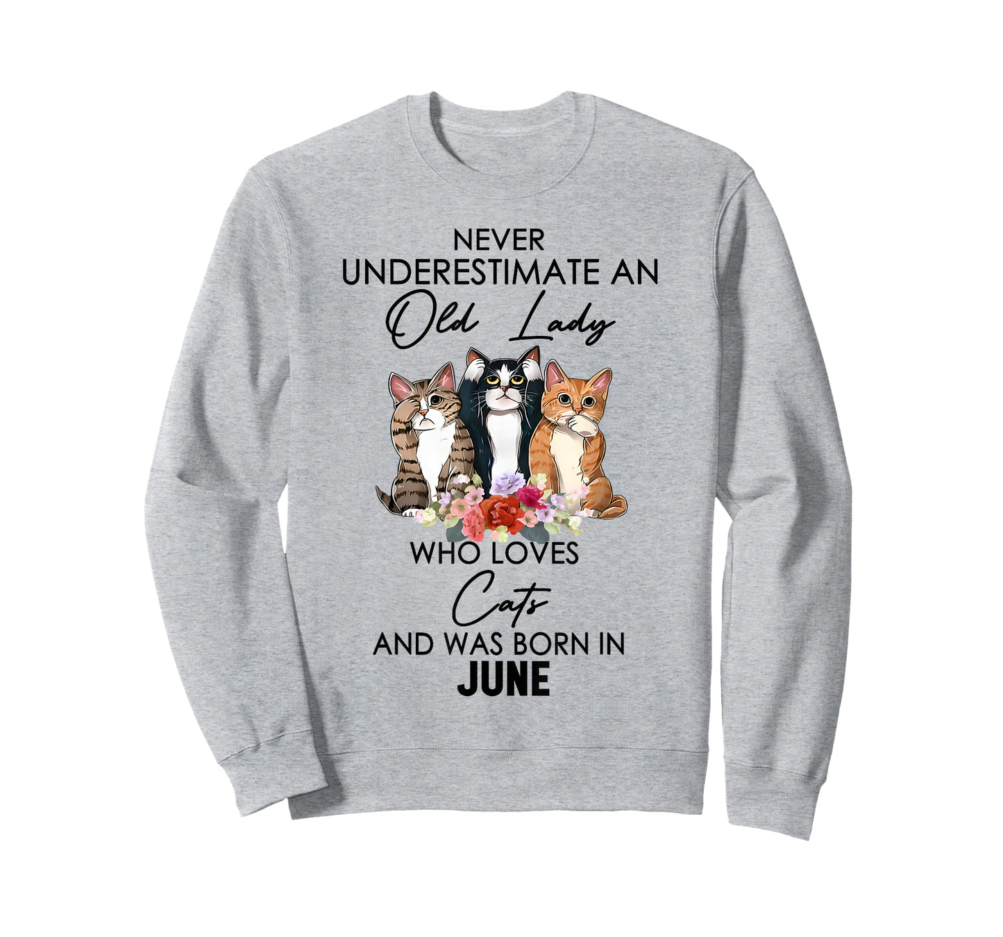 Never Underestimate An Old Lady Who Loves Cats Born June T-Shirt
