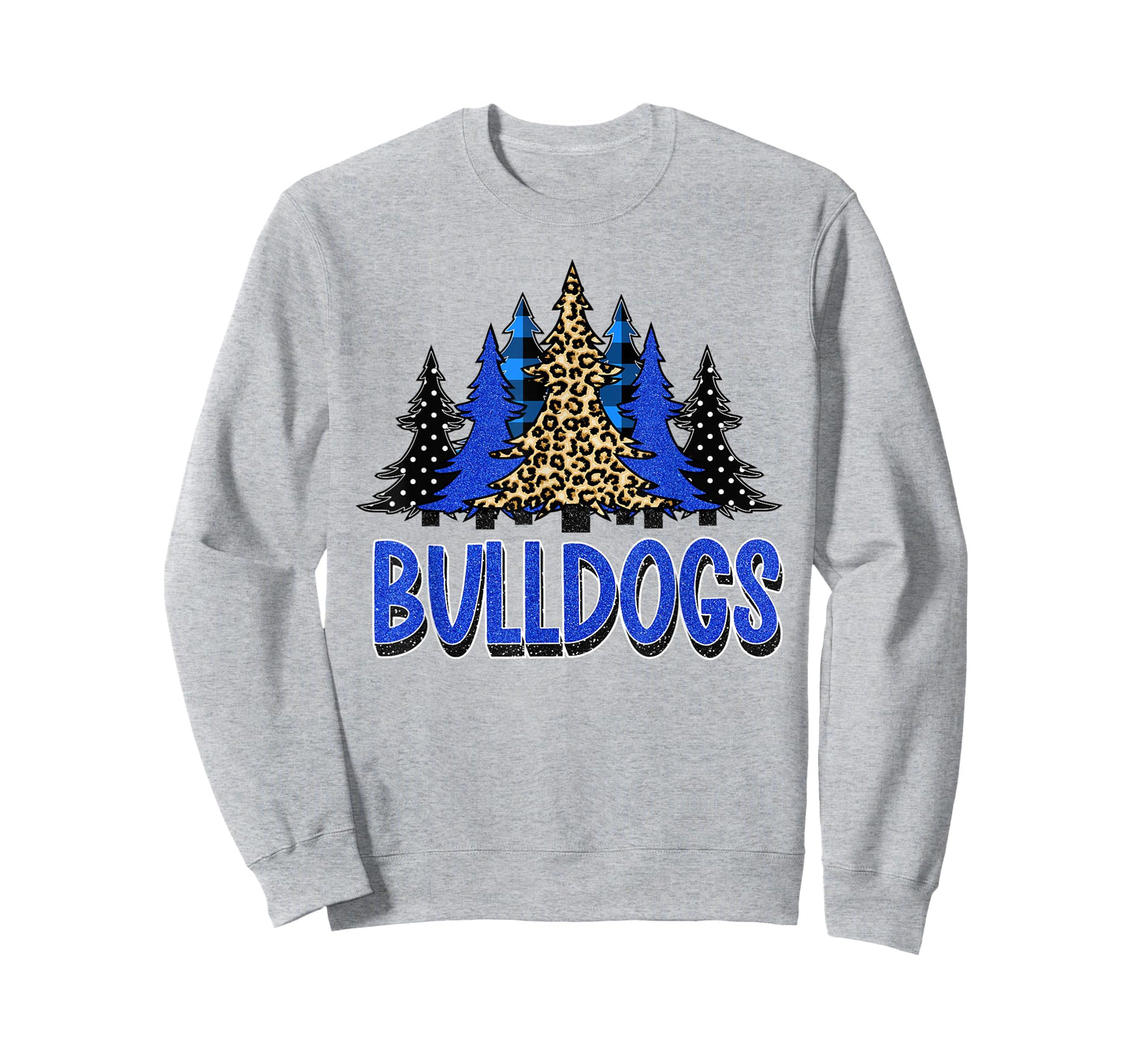 Bulldogs Christmas School Spirit Blue Black White T-Shirt