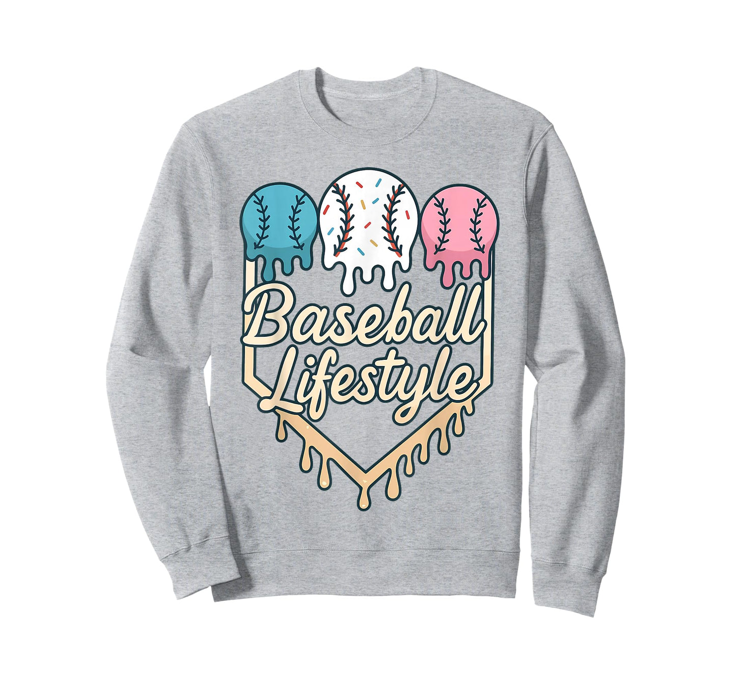 Baseball Lifestyle Home Plate Ice Cream Drip with Sprinkles T-Shirt