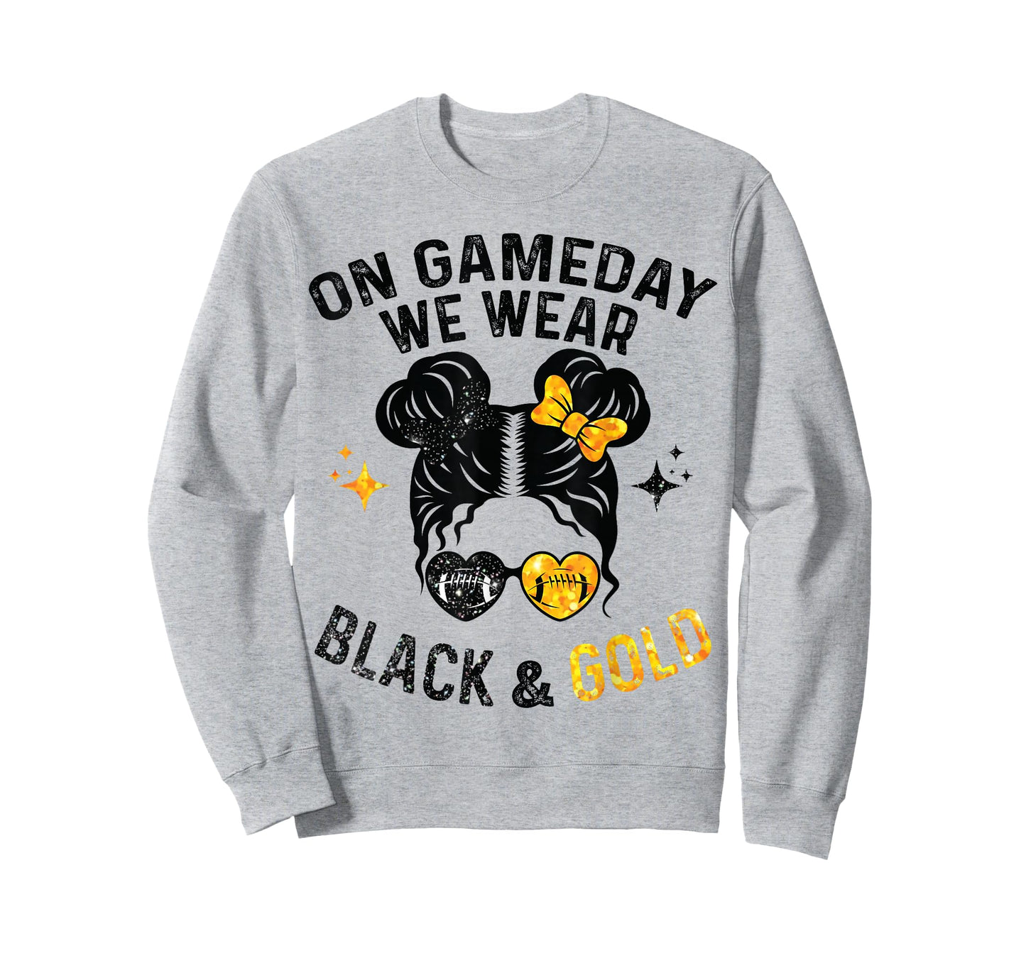 On Gameday We Wear Black and Gold Messy Football T-Shirt