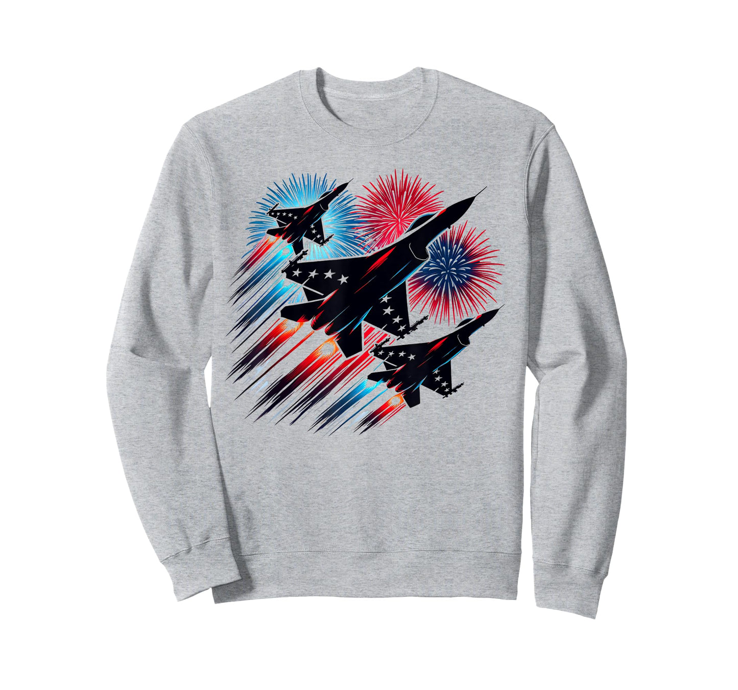 July 4th Fighter Jets Patriotic Red White & Blue Fireworks T-Shirt for Women Kids Men