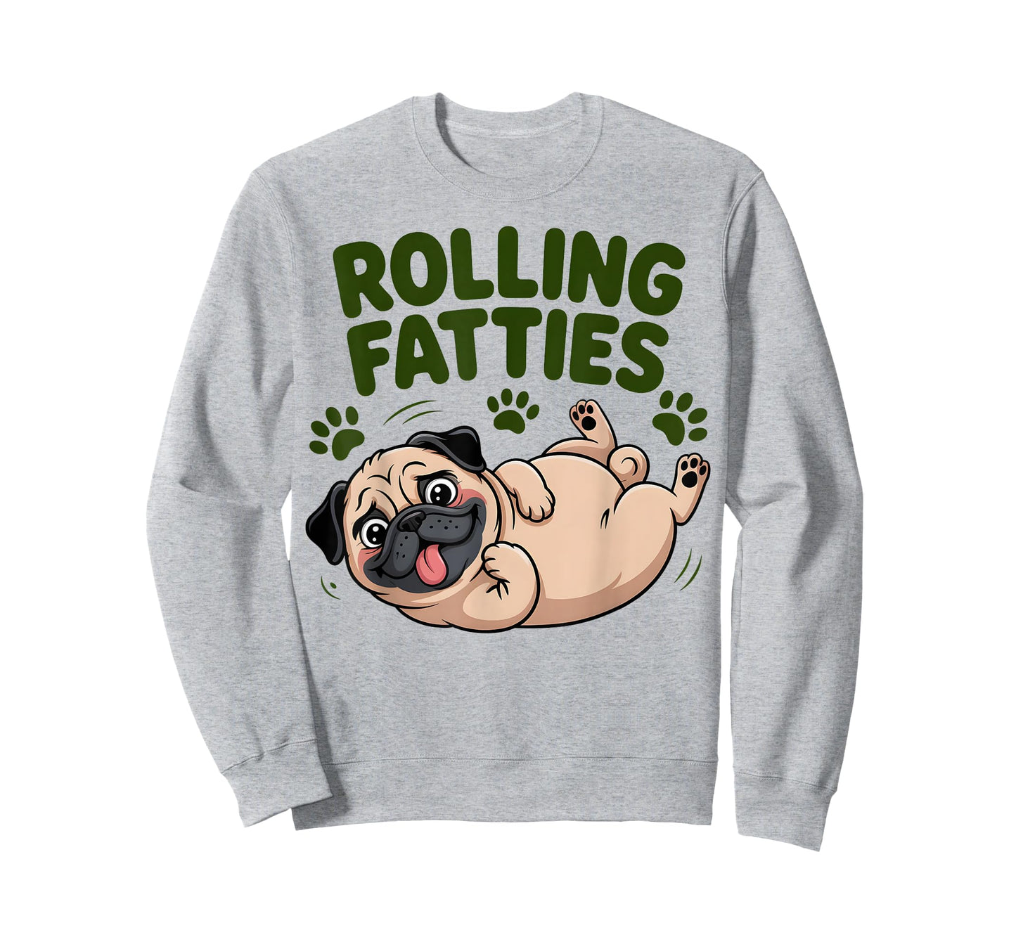 Rolling Fatties Funny Chubby Pug Humor T-Shirt