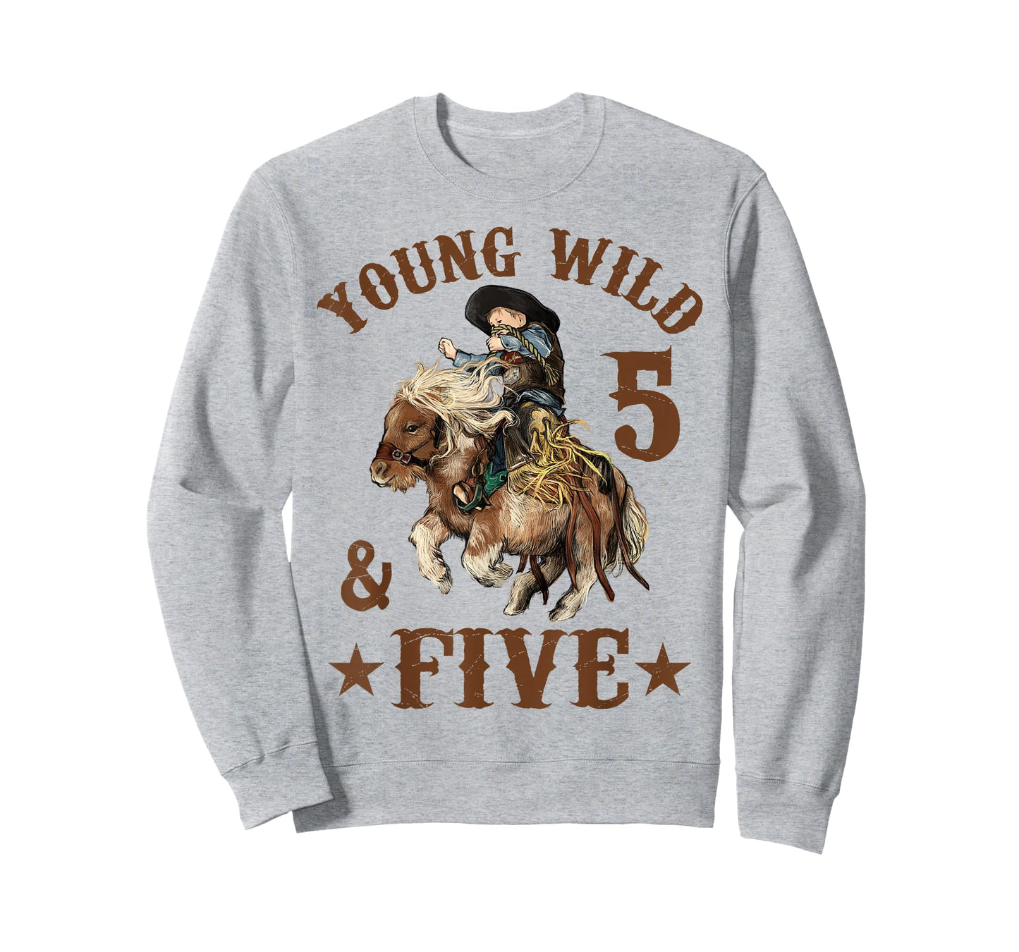 Young Wild and Five Cowboy 5th Birthday Boy 5 Years Old T-Shirt