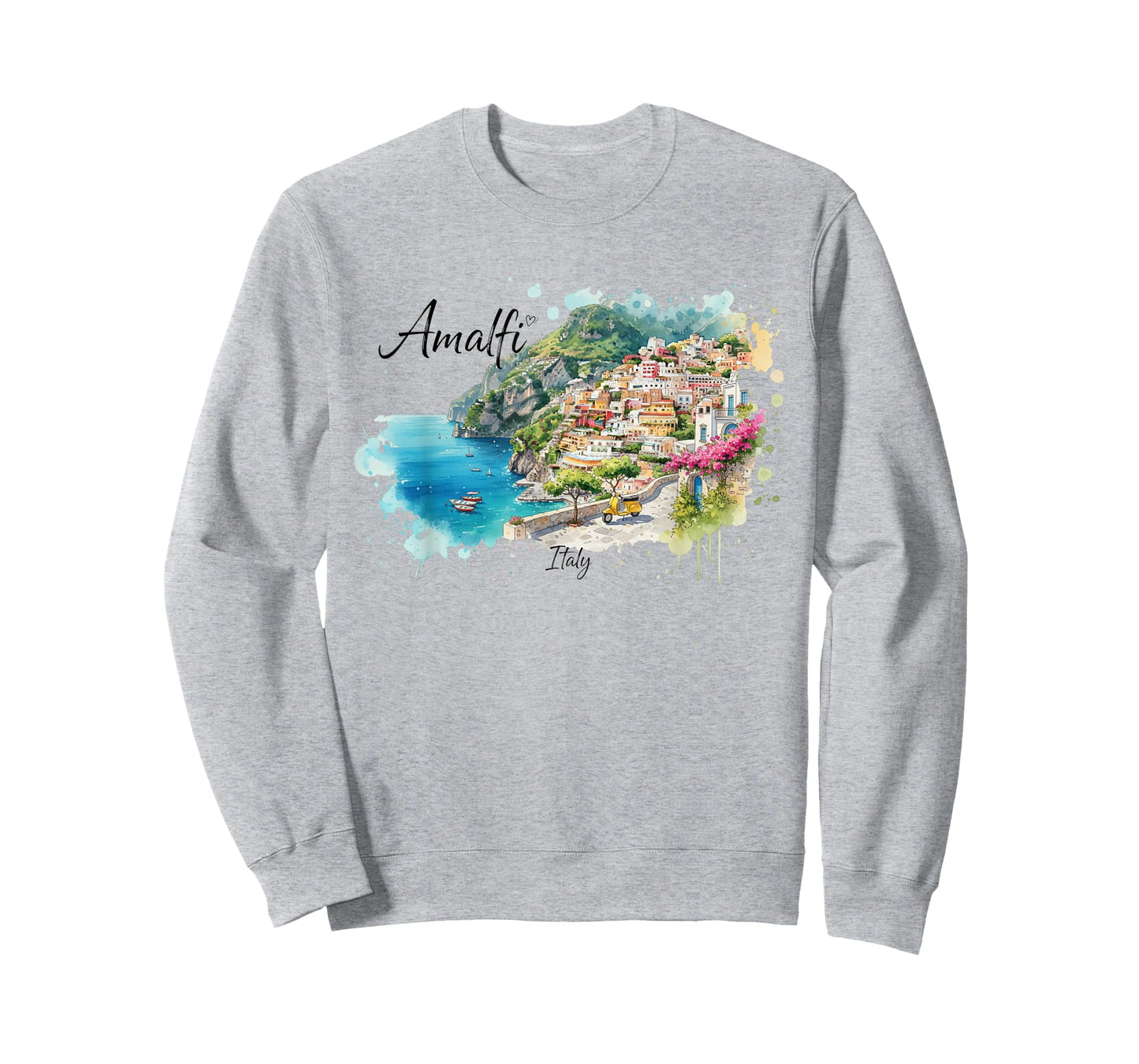 Amalfi Coast Watercolor Art Italy Travel Souvenir T-Shirt