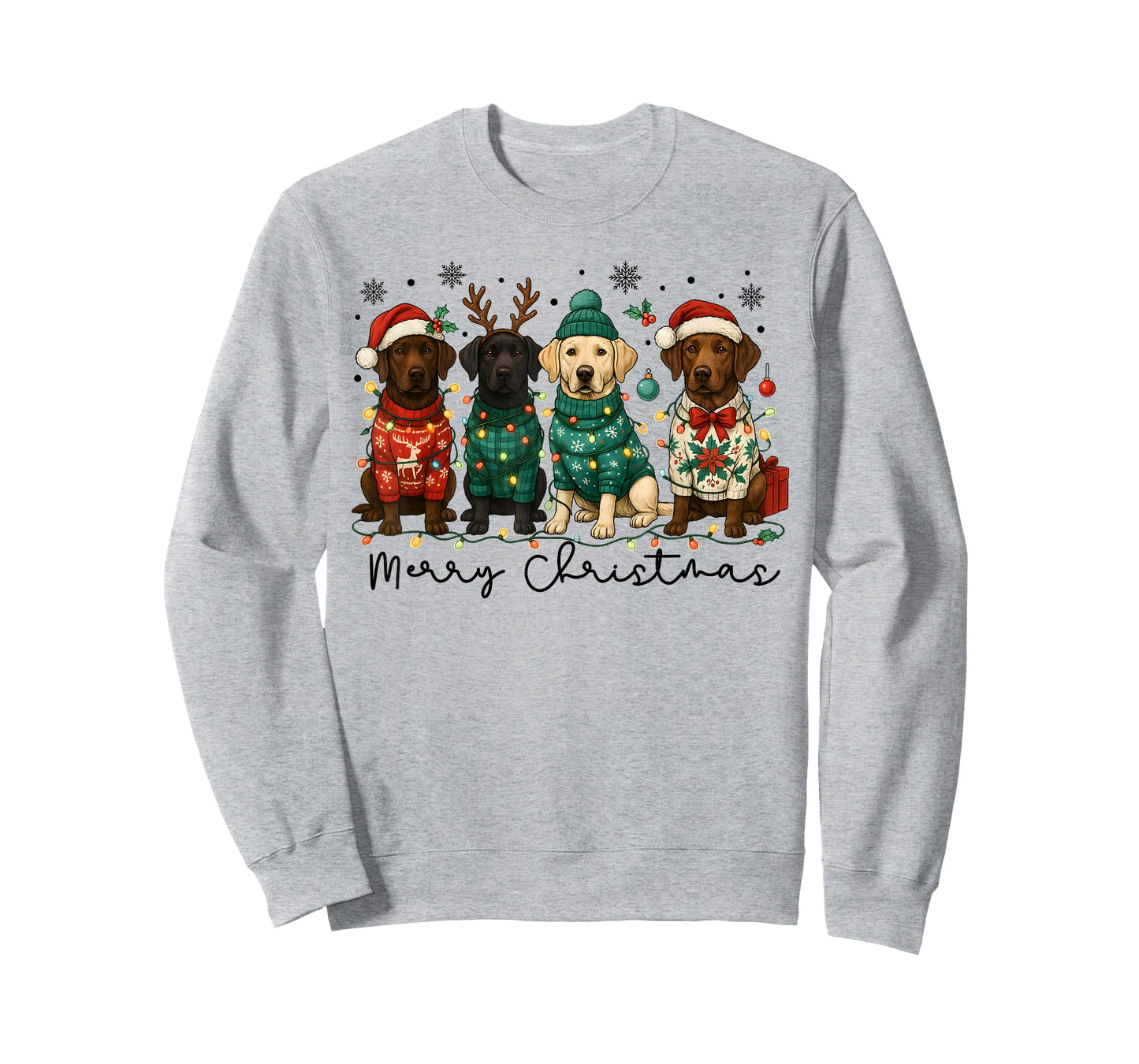 Merry Christmas Labrador Dog Retro Xmas Puppy Men Women Kids T-Shirt