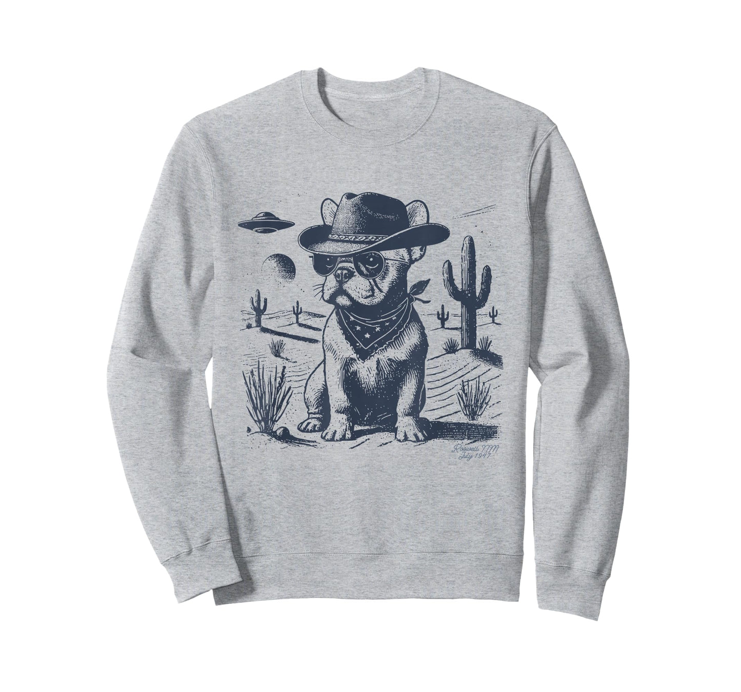 French Bulldog Frenchie Cowboy UFO Vintage Dog Mom Pet Dad T-Shirt