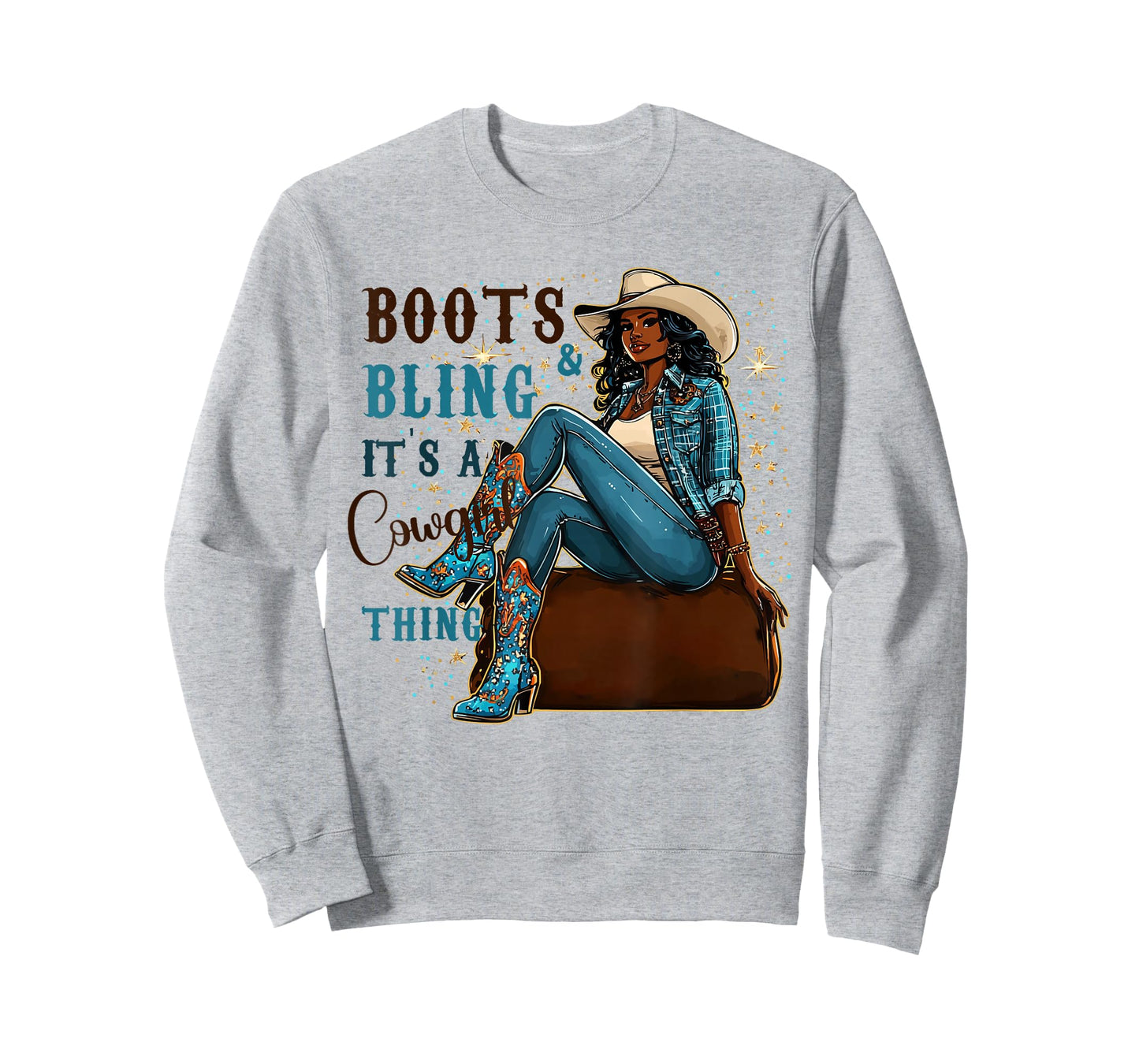 Boots and Bling it's Cowgirl Thing Western Country Melanin T-Shirt