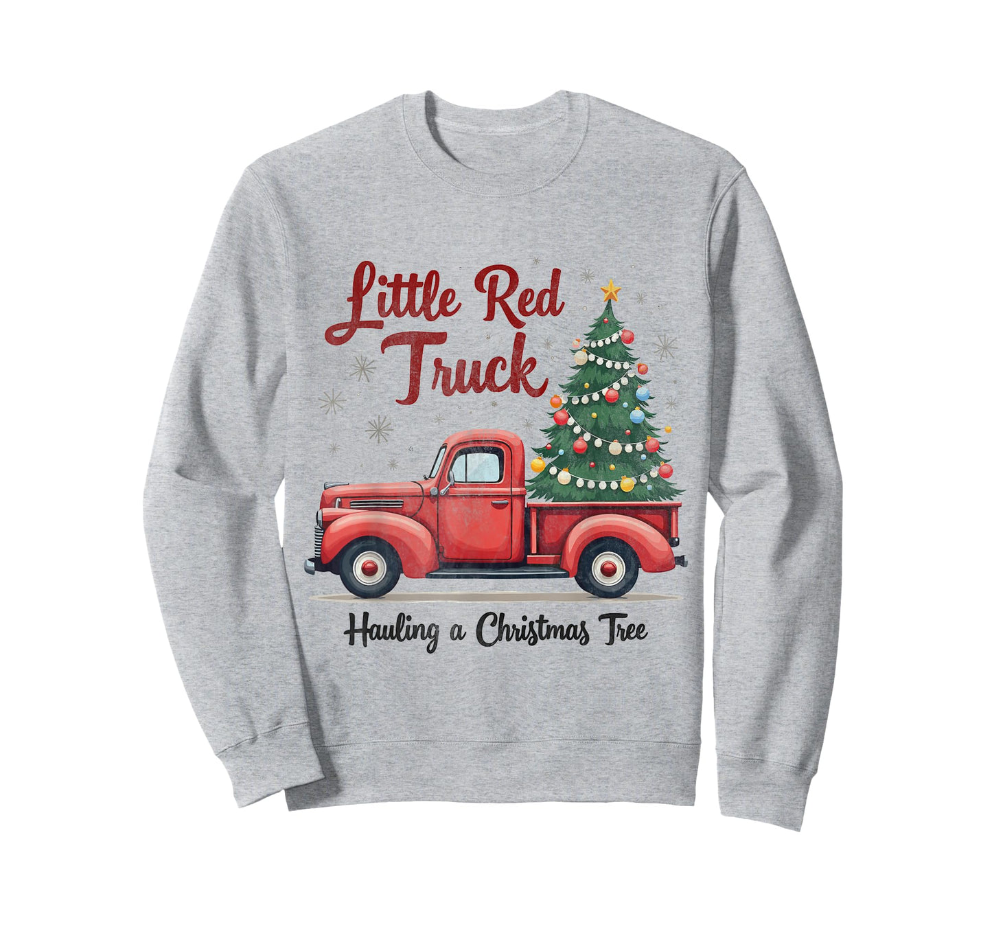 Little Red Truck Hauling a Christmas Tree Family Matching T-Shirt