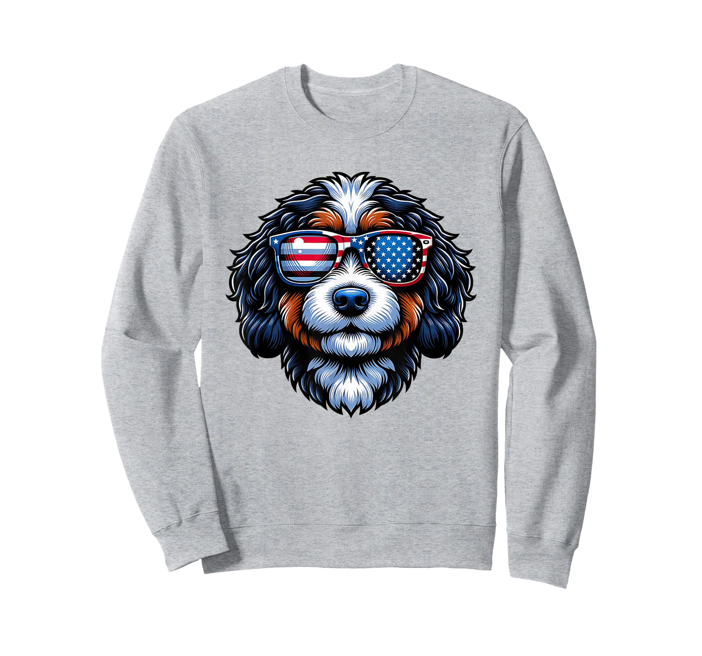 Patriotic Bernedoodle American Flag Sunglasses 4th of July T-Shirt